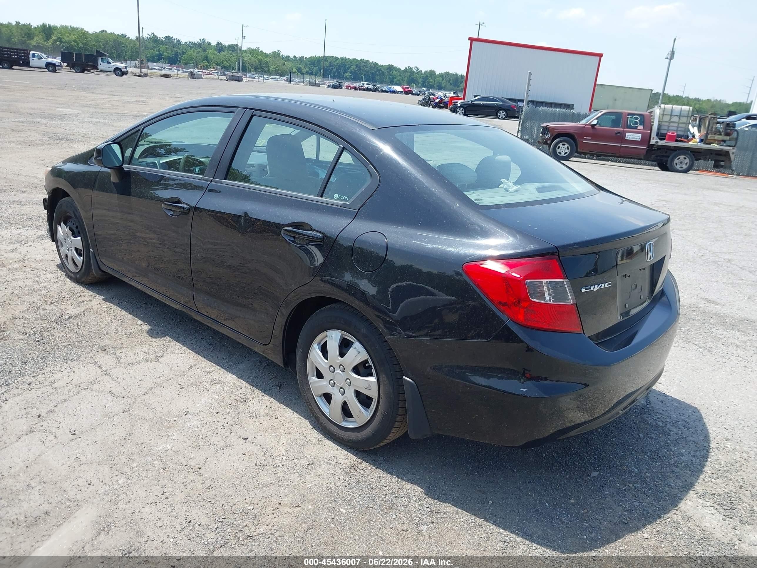 2012 Honda Civic Lx Black vin: 19XFB2F5XCE343753