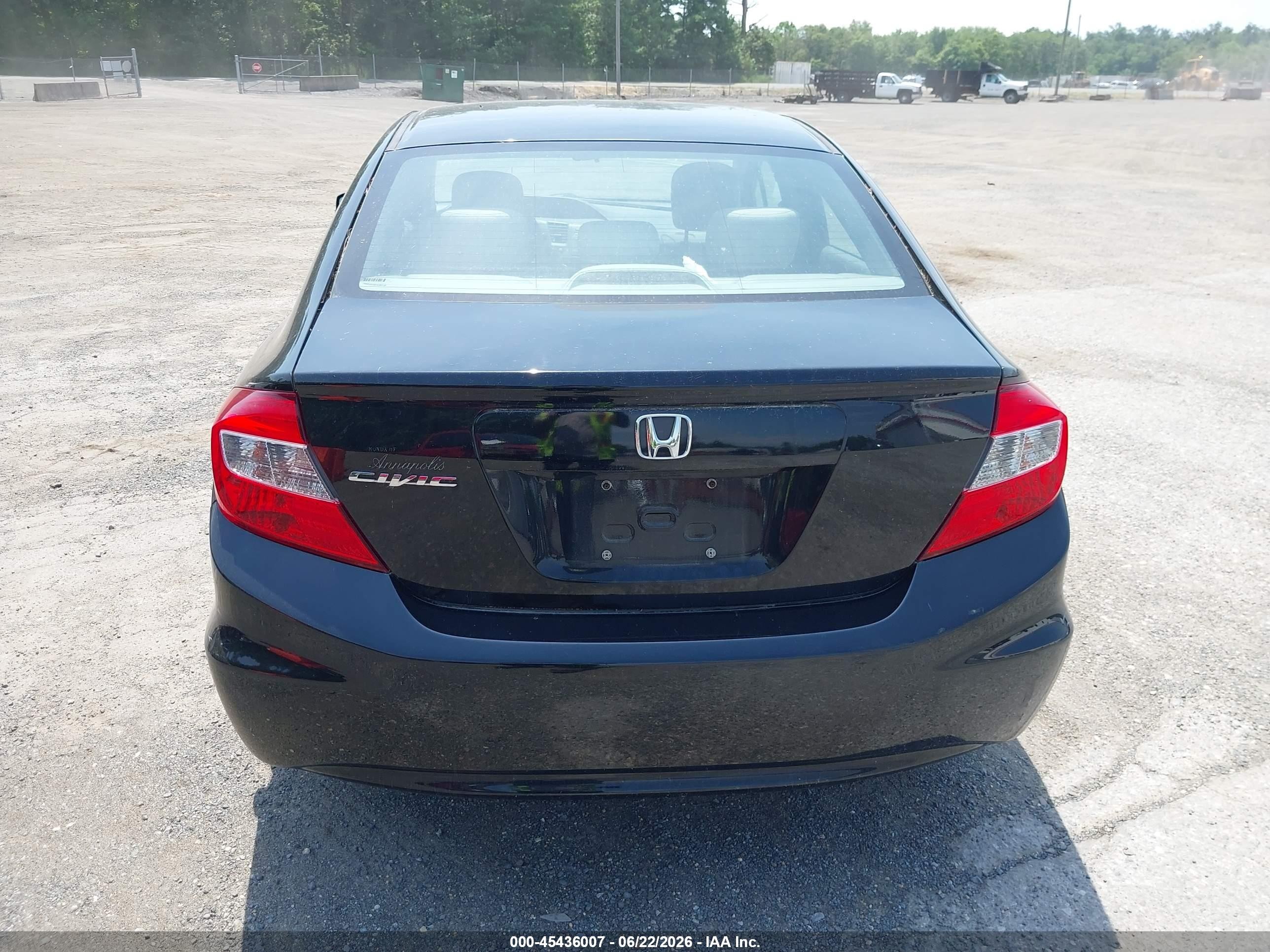 2012 Honda Civic Lx Black vin: 19XFB2F5XCE343753