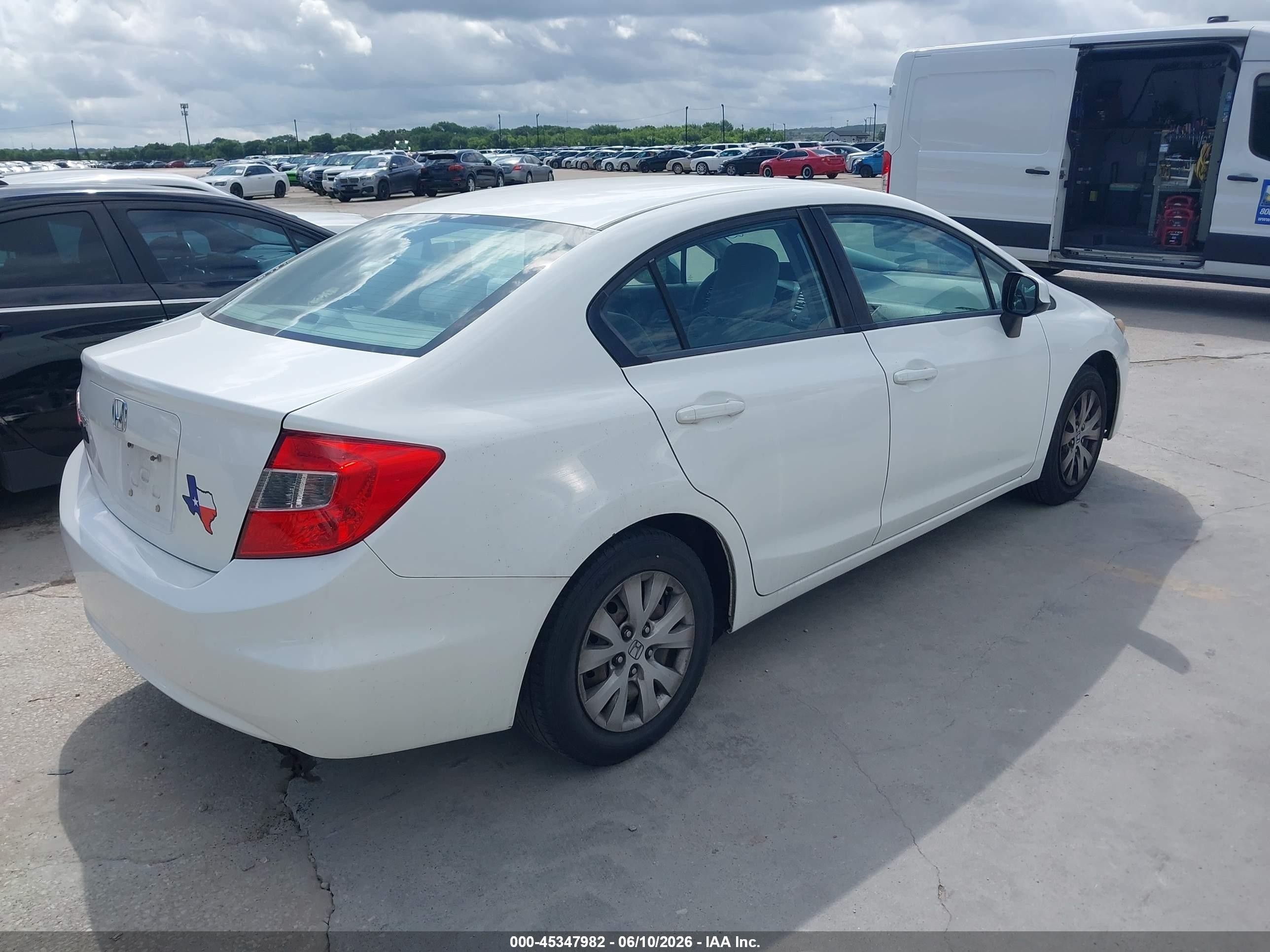 2012 Honda Civic Lx White vin: 19XFB2F5XCE356471