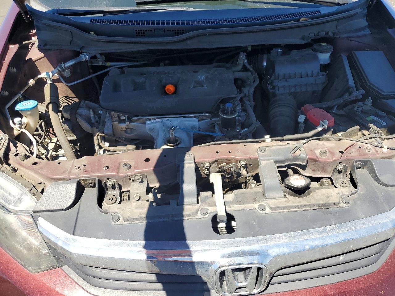 2012 Honda Civic Lx Burgundy vin: 19XFB2F5XCE364862