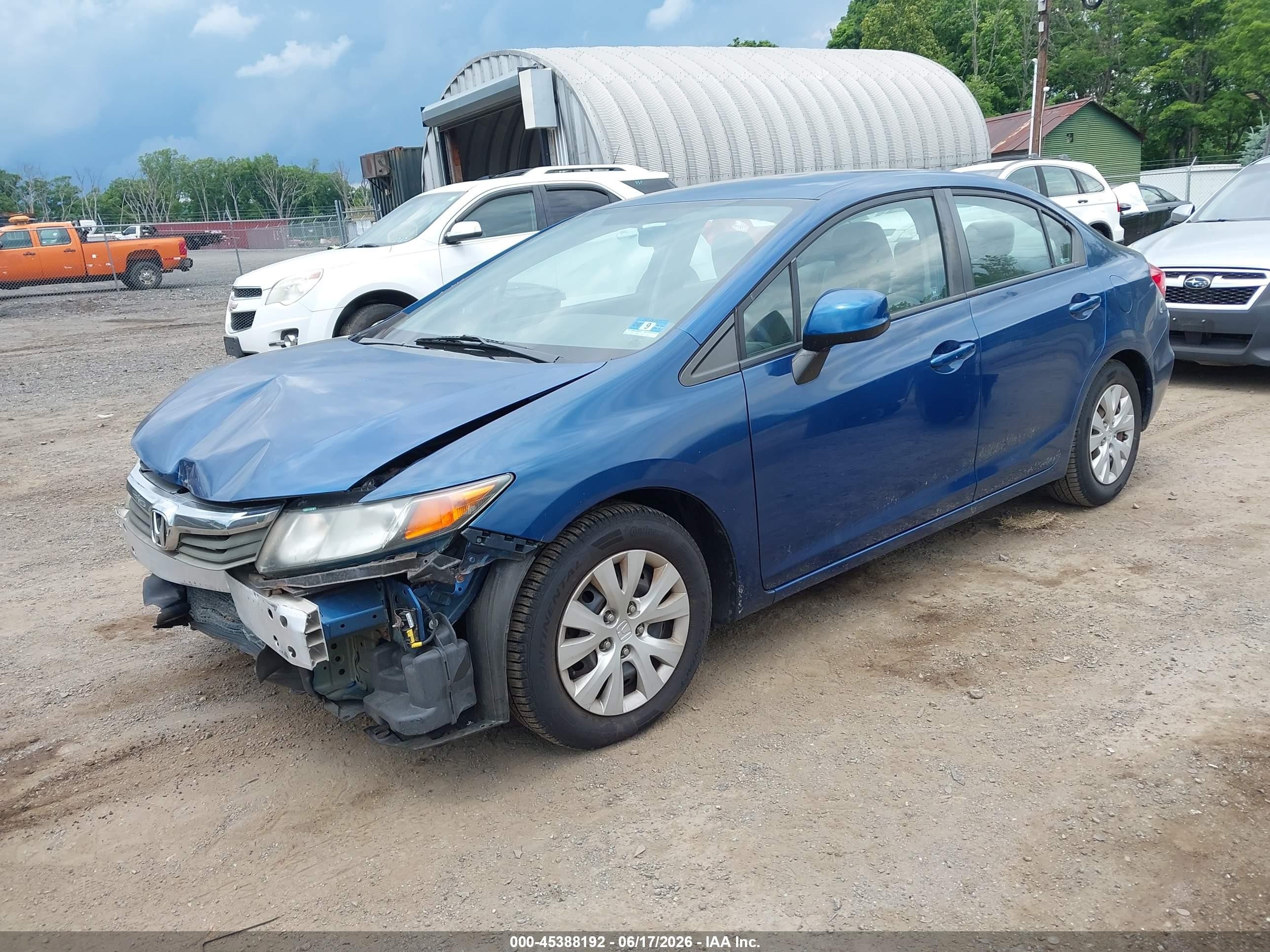 2012 Honda Civic Lx Dark Blue vin: 19XFB2F5XCE366031