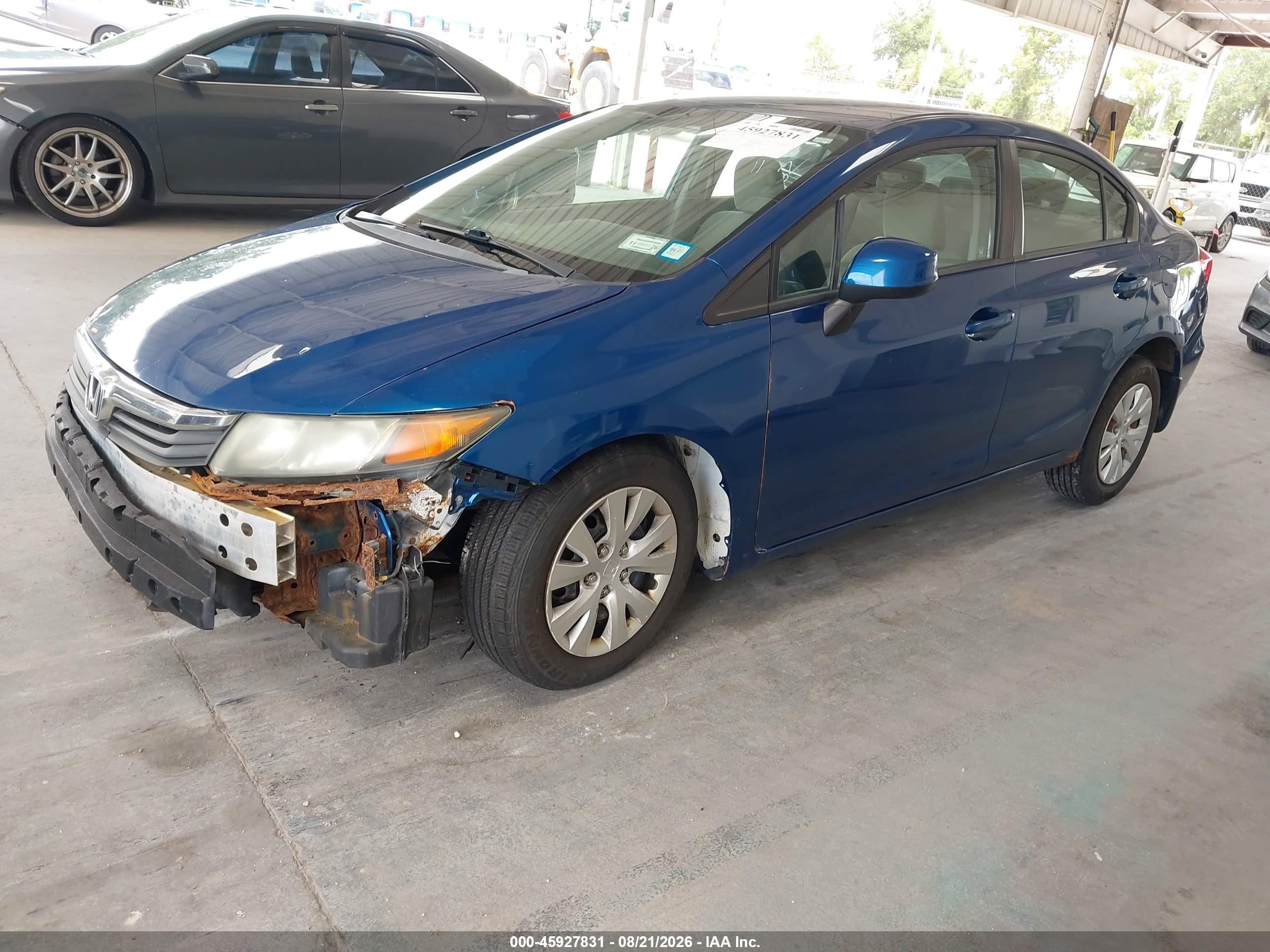 2012 Honda Civic Lx Синий vin: 19XFB2F5XCE367356