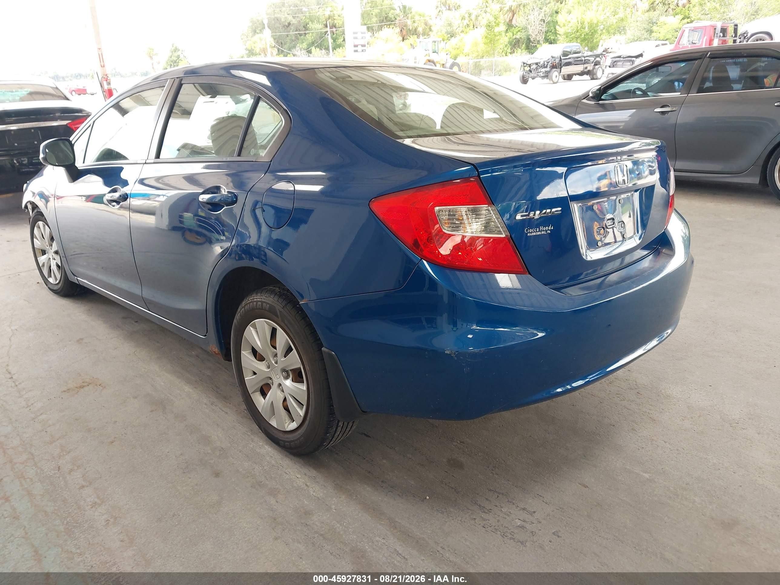 2012 Honda Civic Lx Синий vin: 19XFB2F5XCE367356