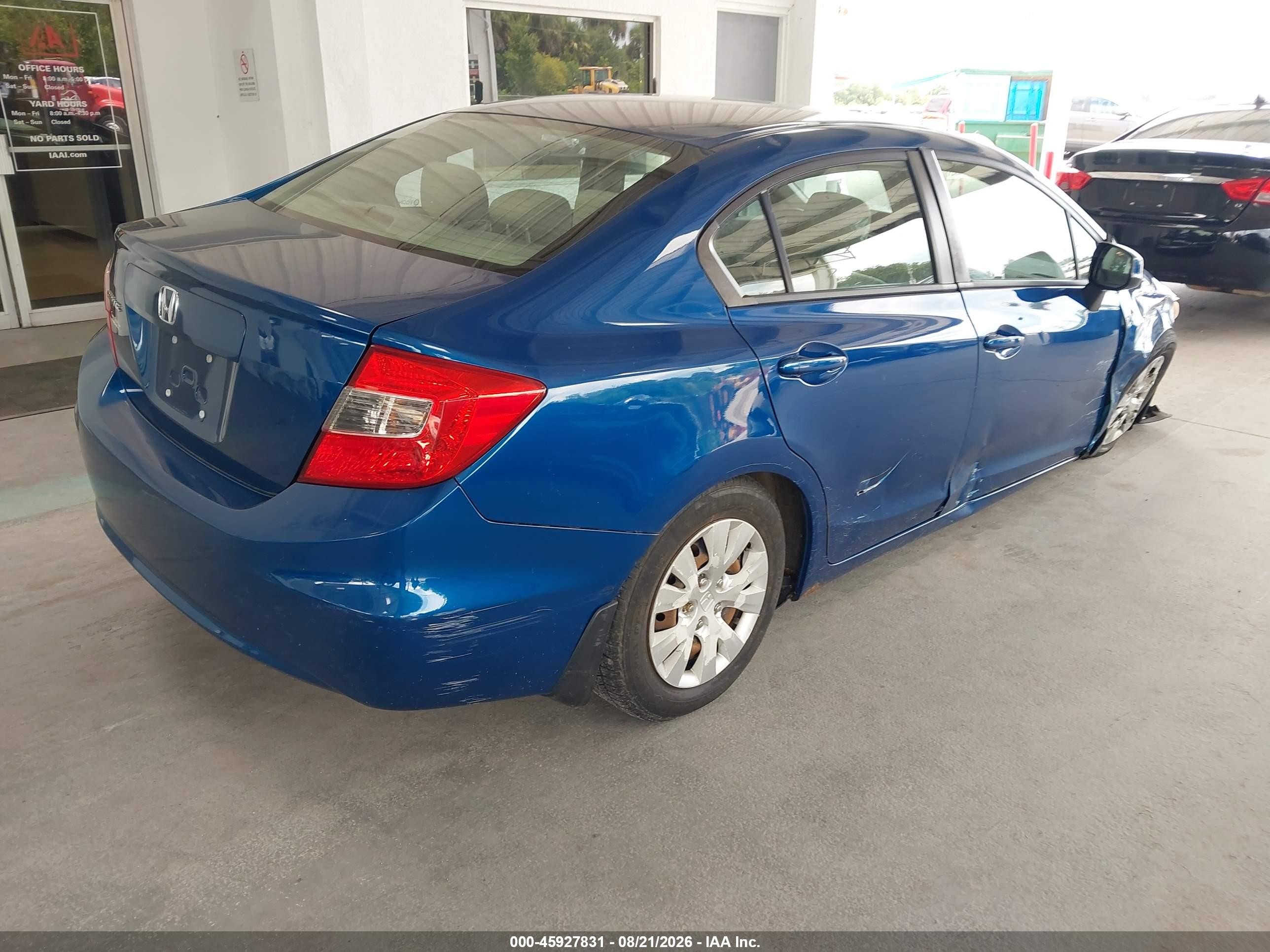 2012 Honda Civic Lx Синий vin: 19XFB2F5XCE367356