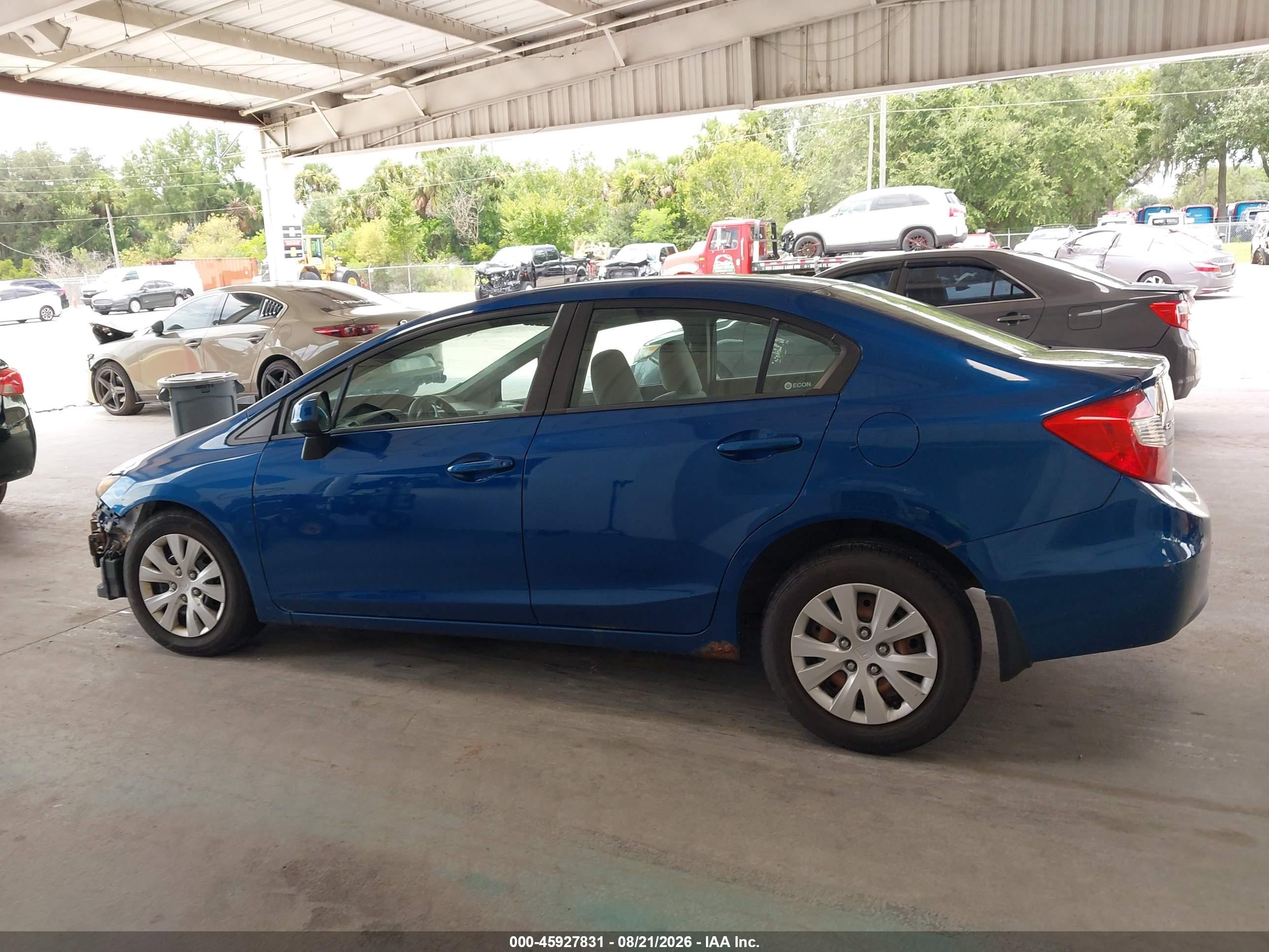 2012 Honda Civic Lx Синий vin: 19XFB2F5XCE367356