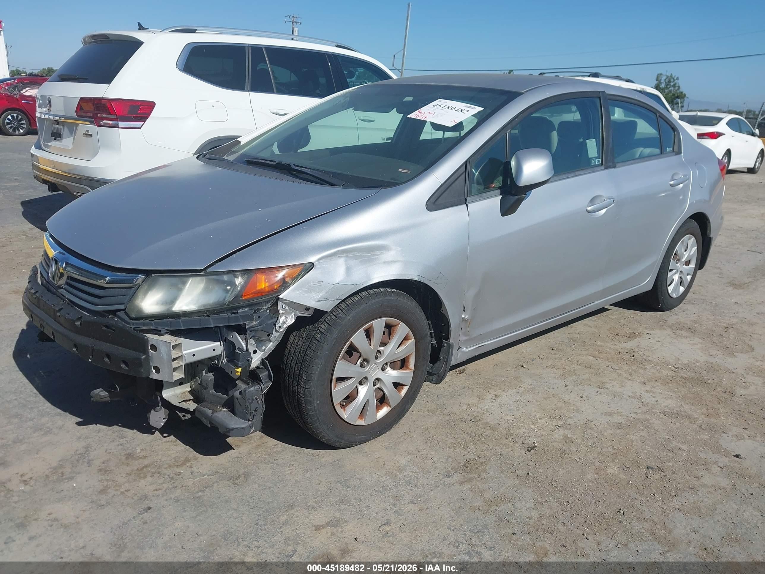 2012 Honda Civic Lx Silver vin: 19XFB2F5XCE367700