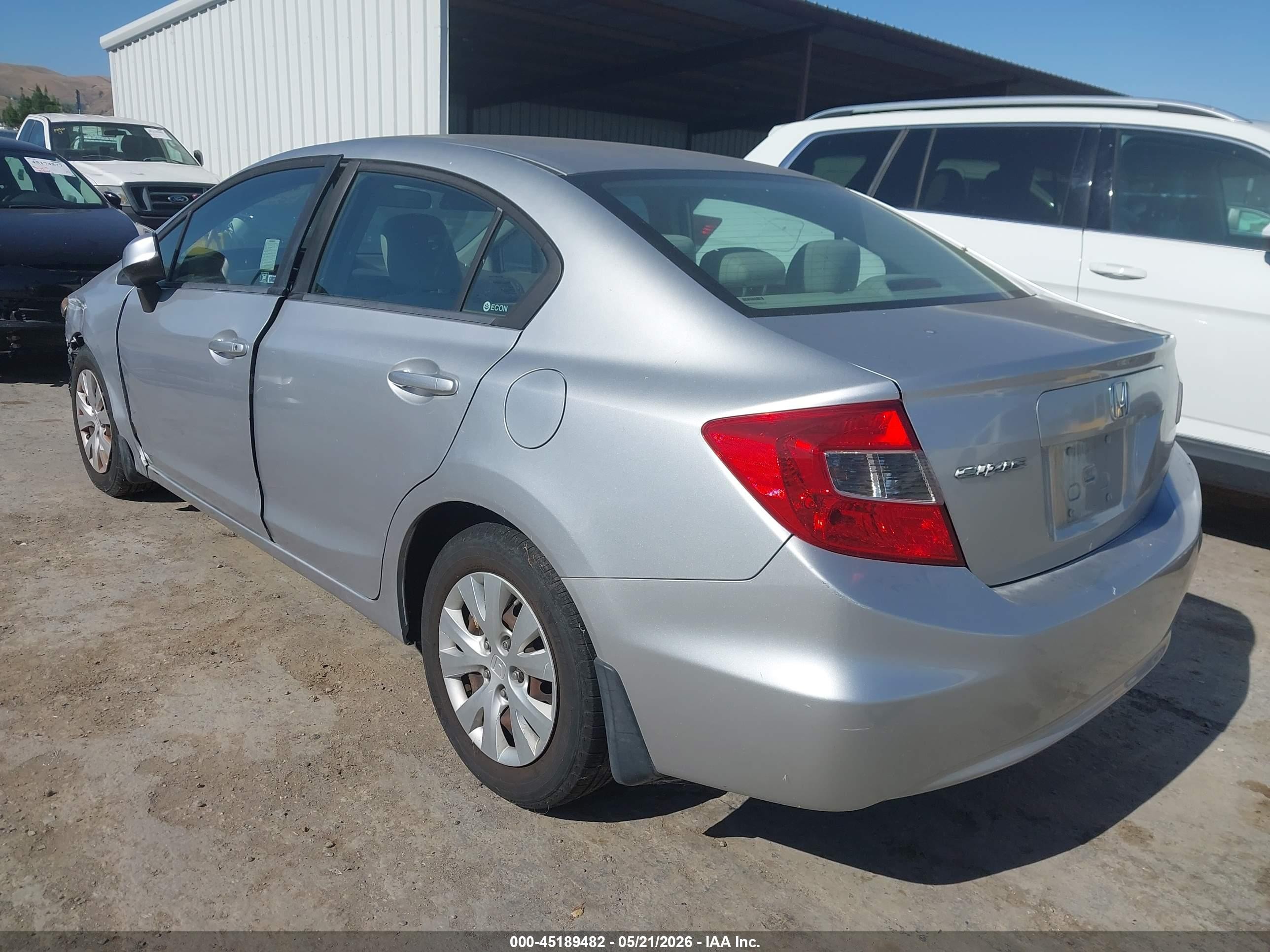 2012 Honda Civic Lx Silver vin: 19XFB2F5XCE367700