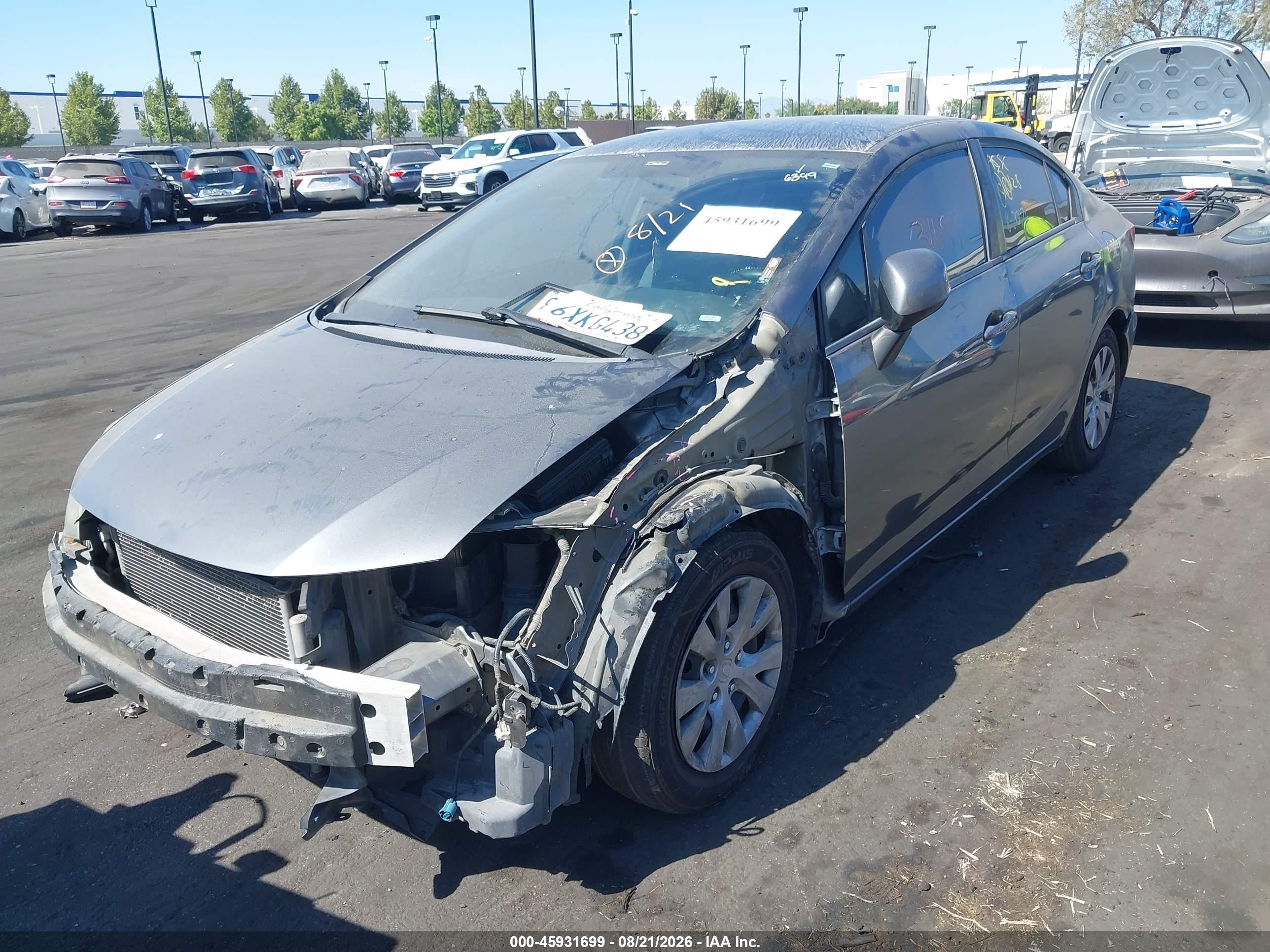 2012 Honda Civic Lx Gray vin: 19XFB2F5XCE373593
