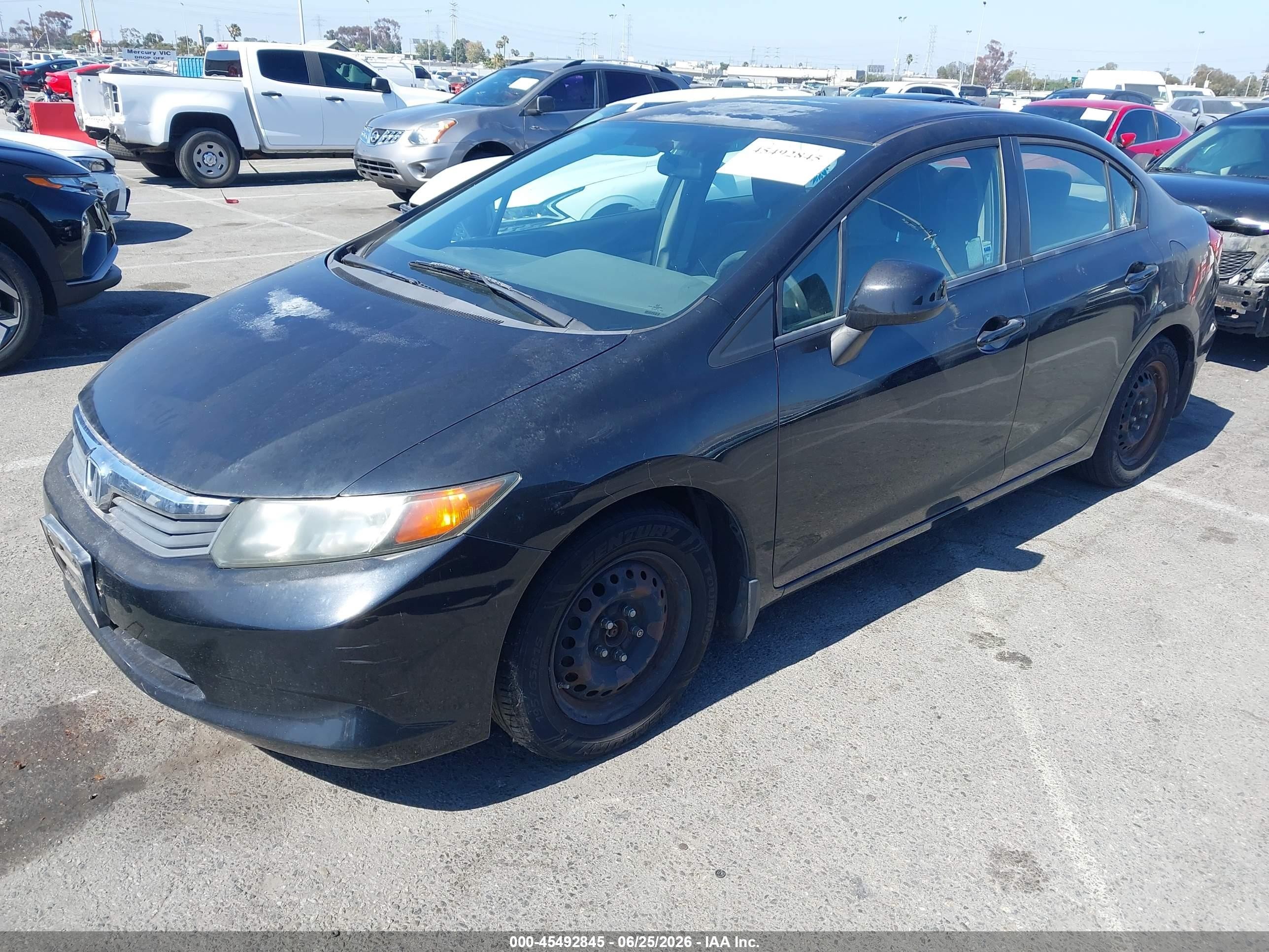 2012 Honda Civic Lx Black vin: 19XFB2F5XCE379166