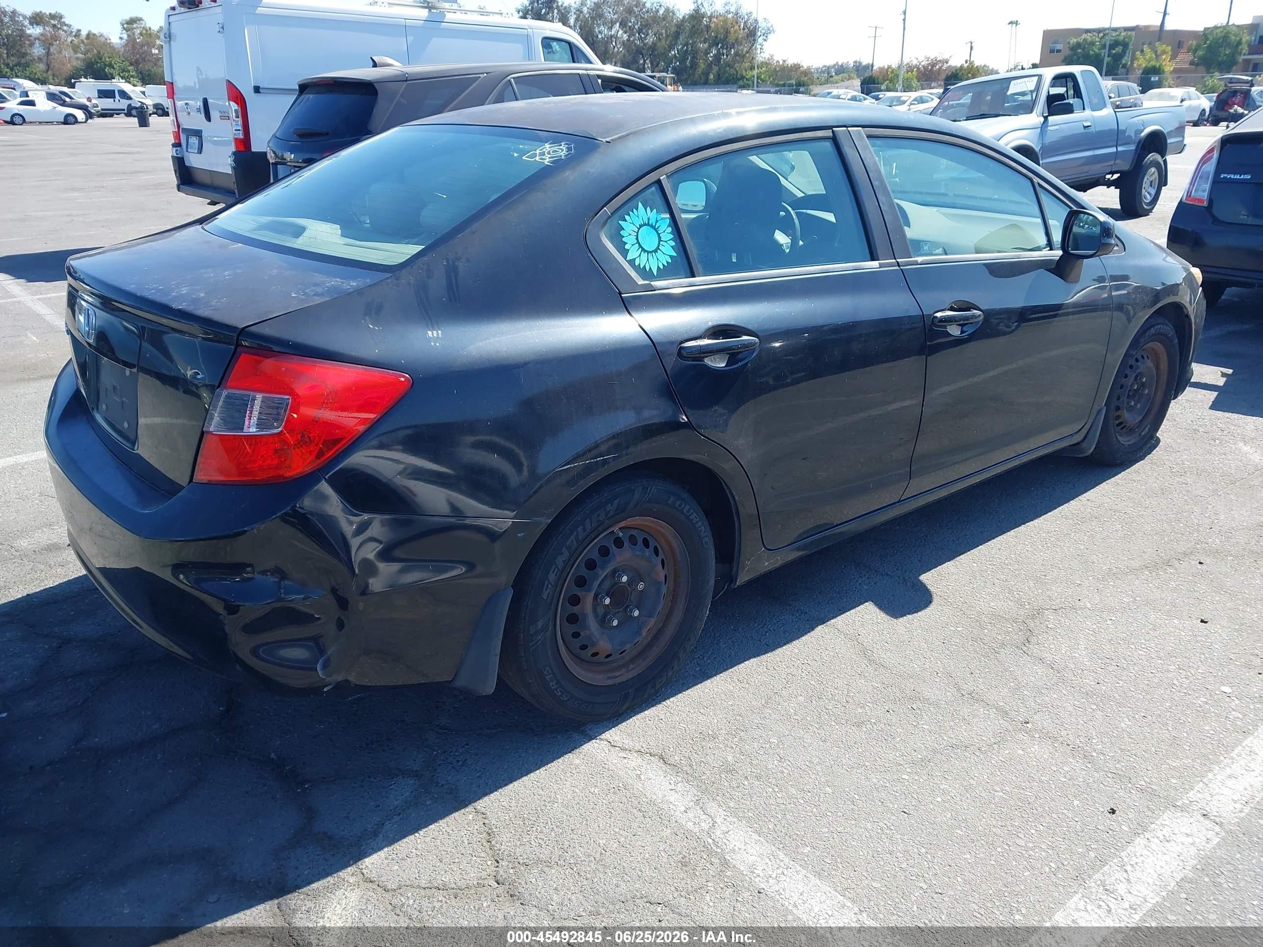 2012 Honda Civic Lx Black vin: 19XFB2F5XCE379166
