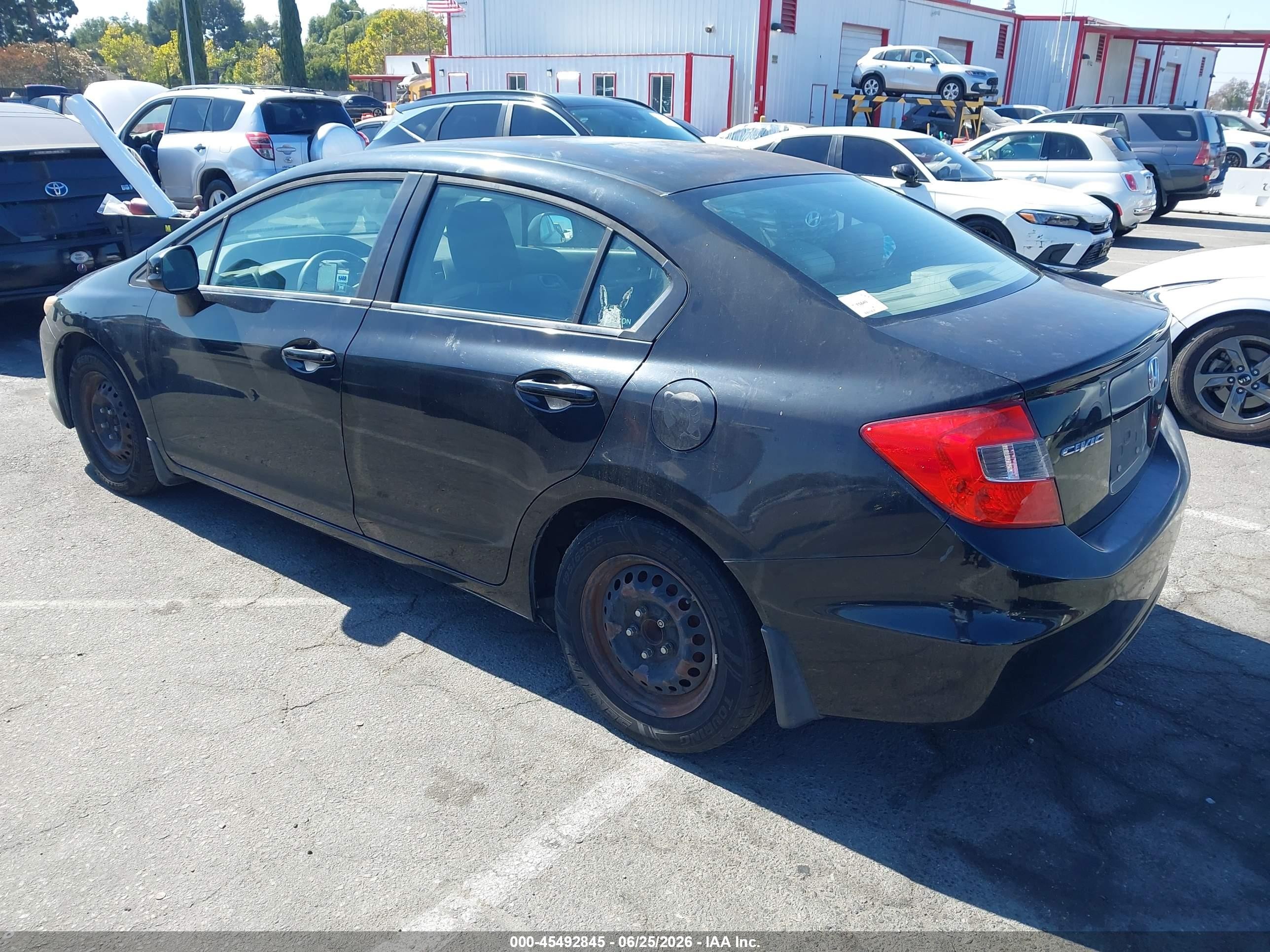 2012 Honda Civic Lx Black vin: 19XFB2F5XCE379166
