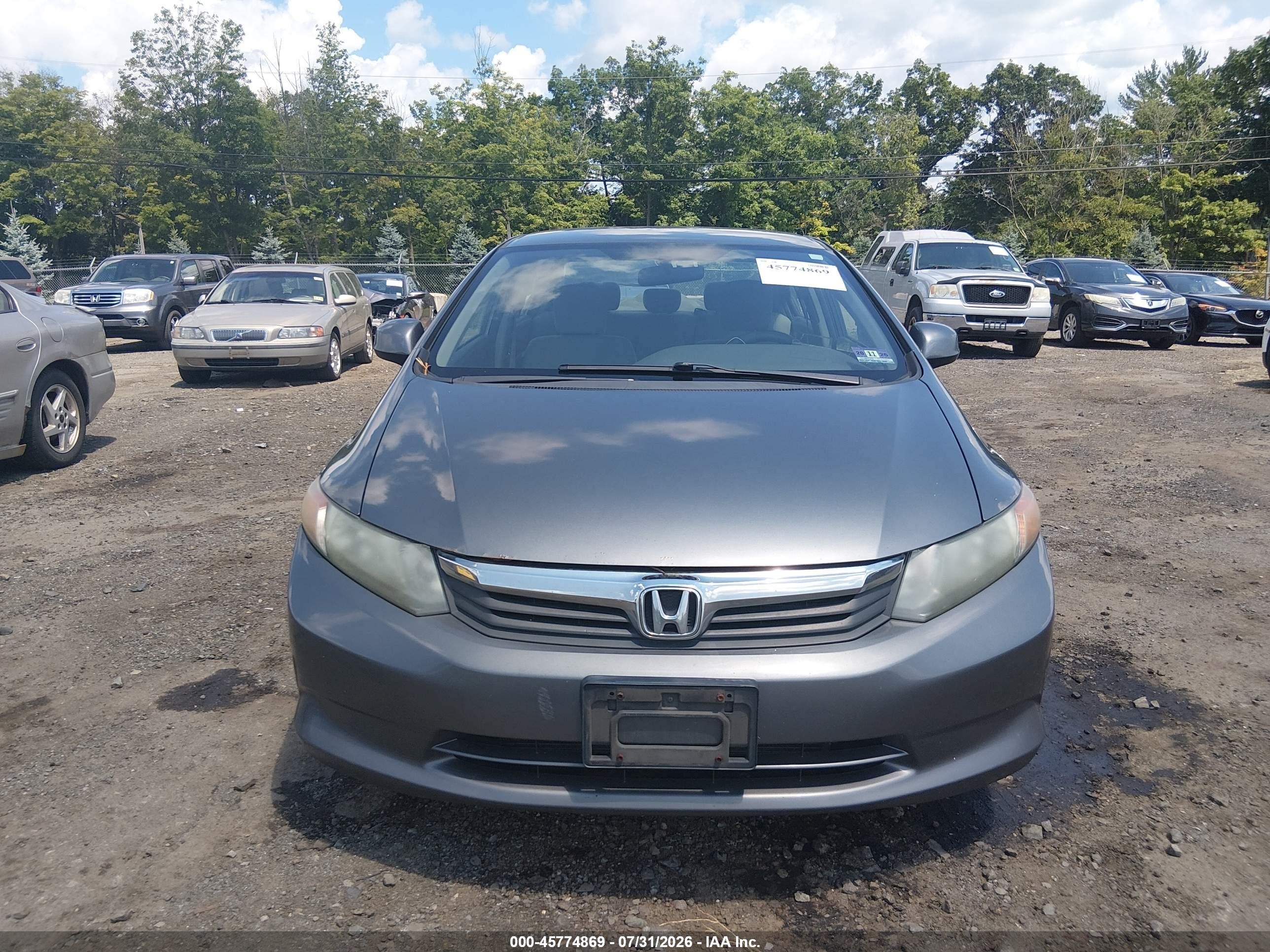 2012 Honda Civic Lx Gray vin: 19XFB2F5XCE386926