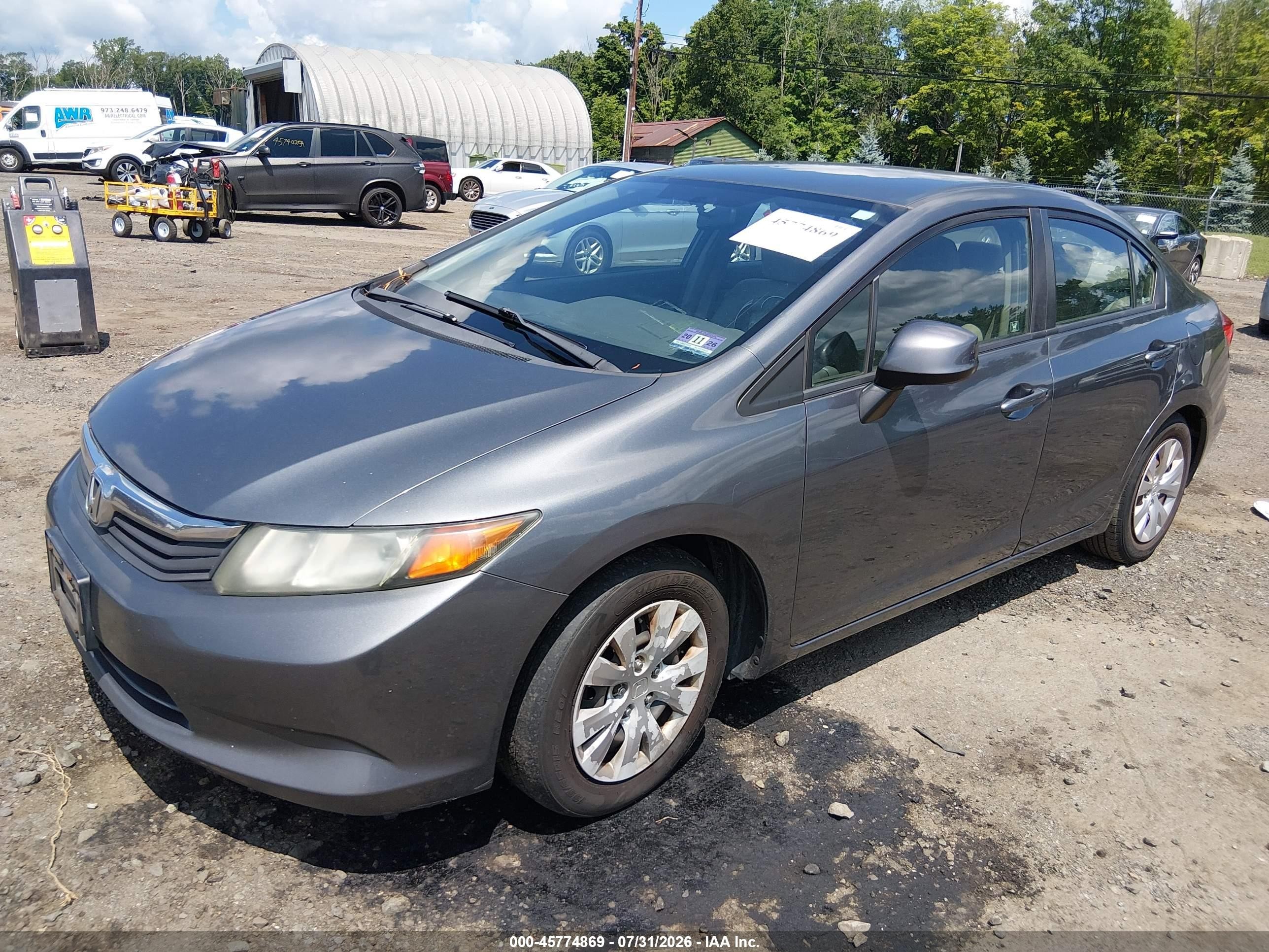2012 Honda Civic Lx Gray vin: 19XFB2F5XCE386926