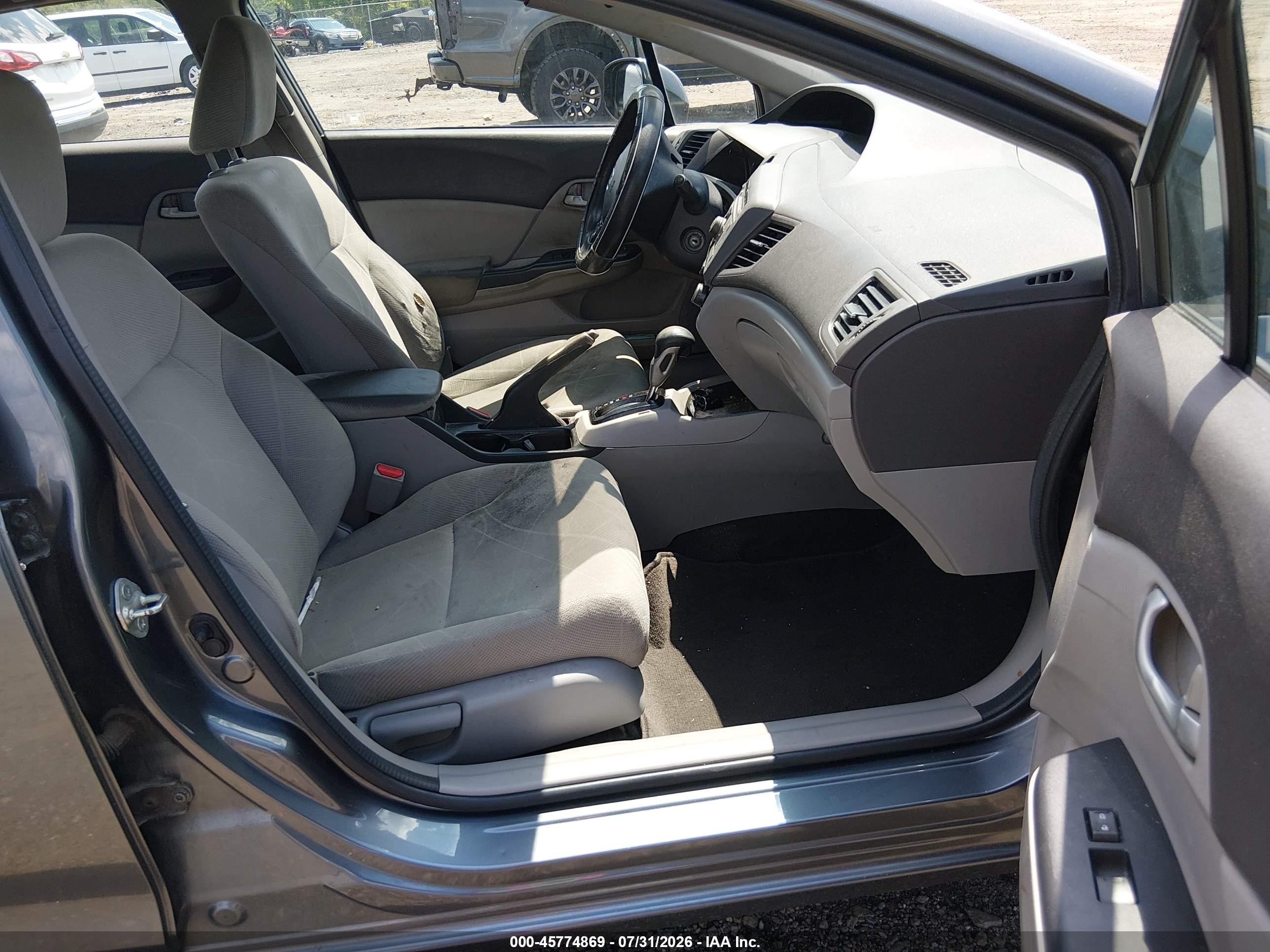 2012 Honda Civic Lx Gray vin: 19XFB2F5XCE386926