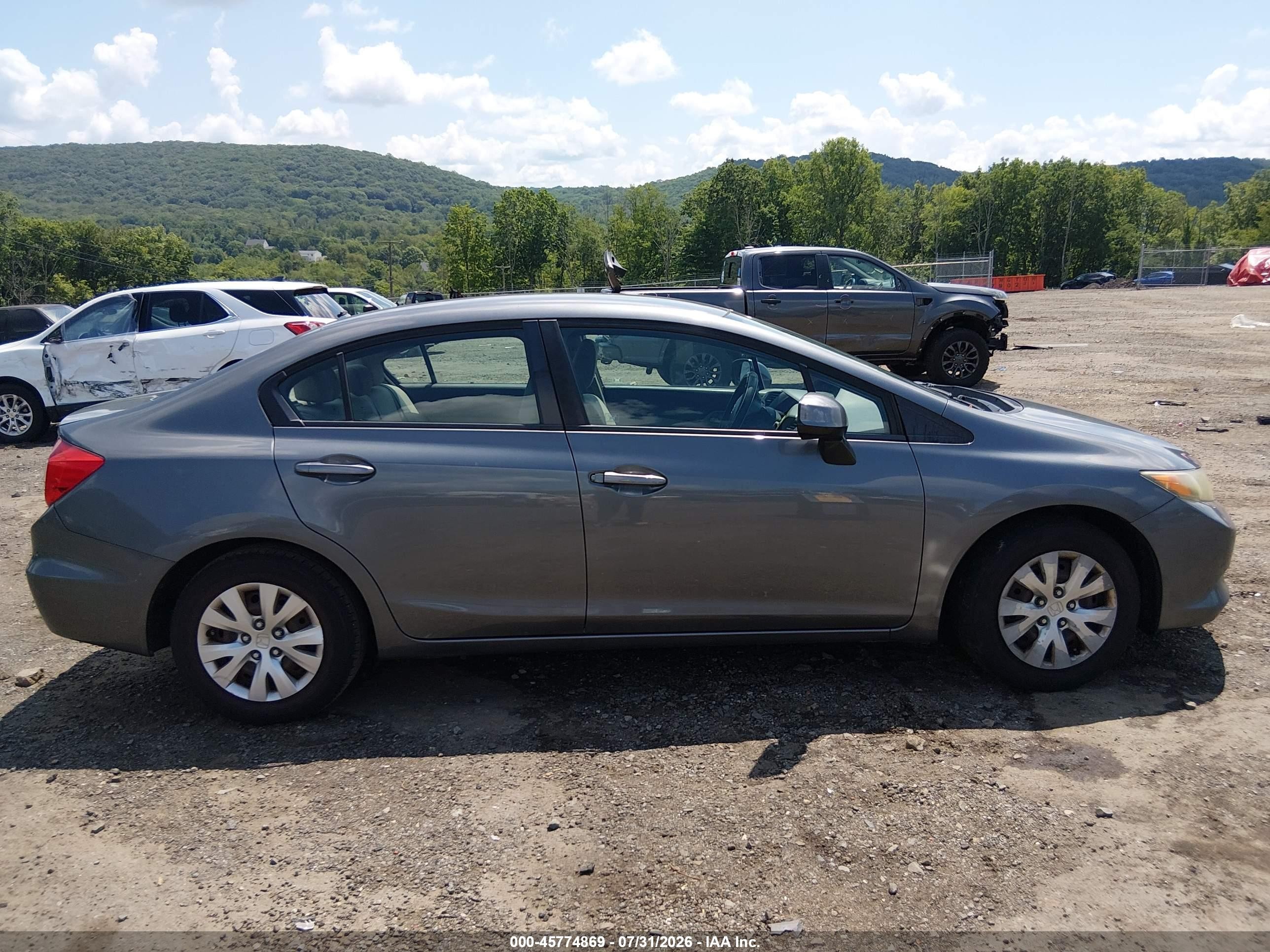 2012 Honda Civic Lx Gray vin: 19XFB2F5XCE386926