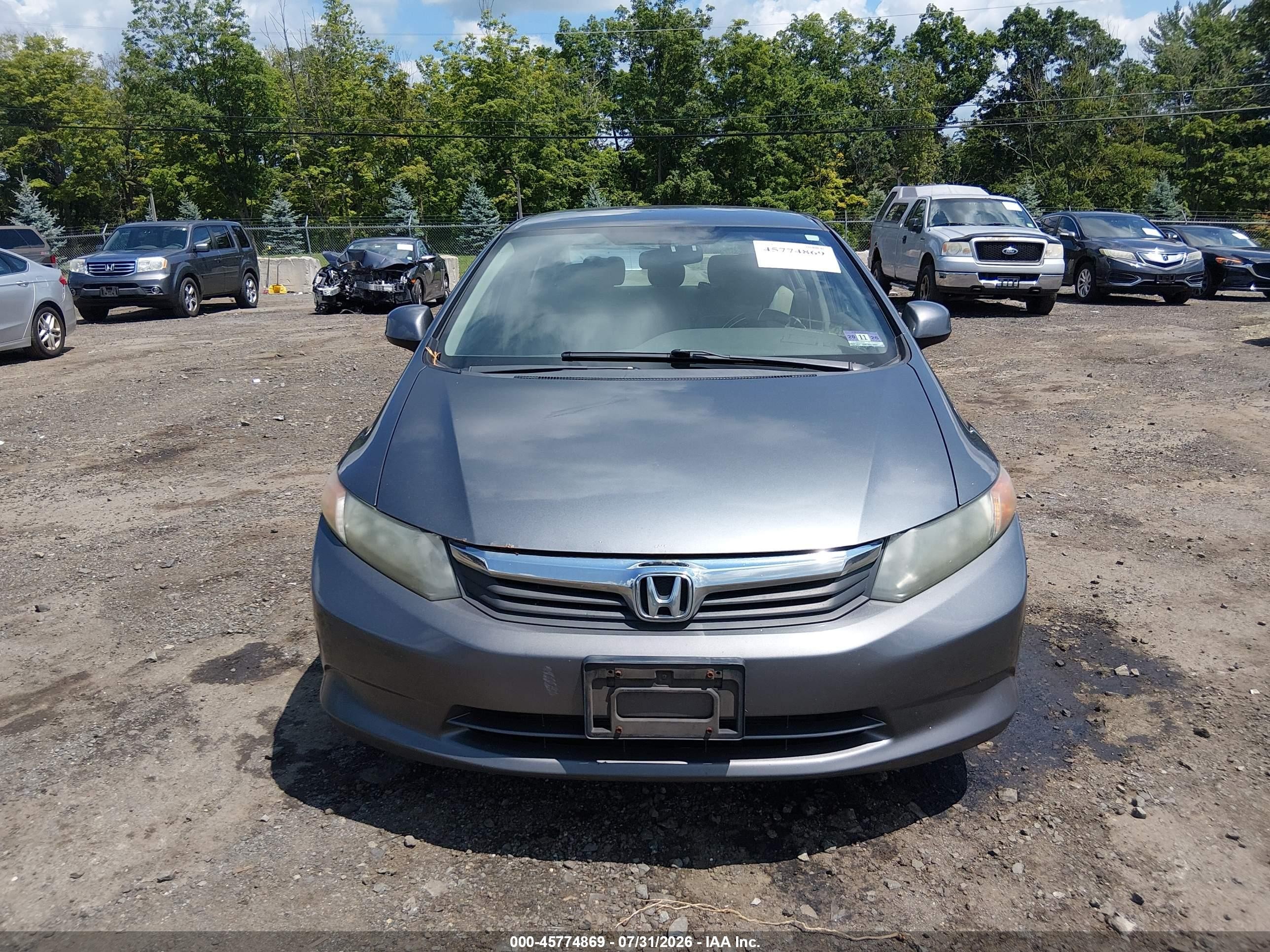 2012 Honda Civic Lx Gray vin: 19XFB2F5XCE386926