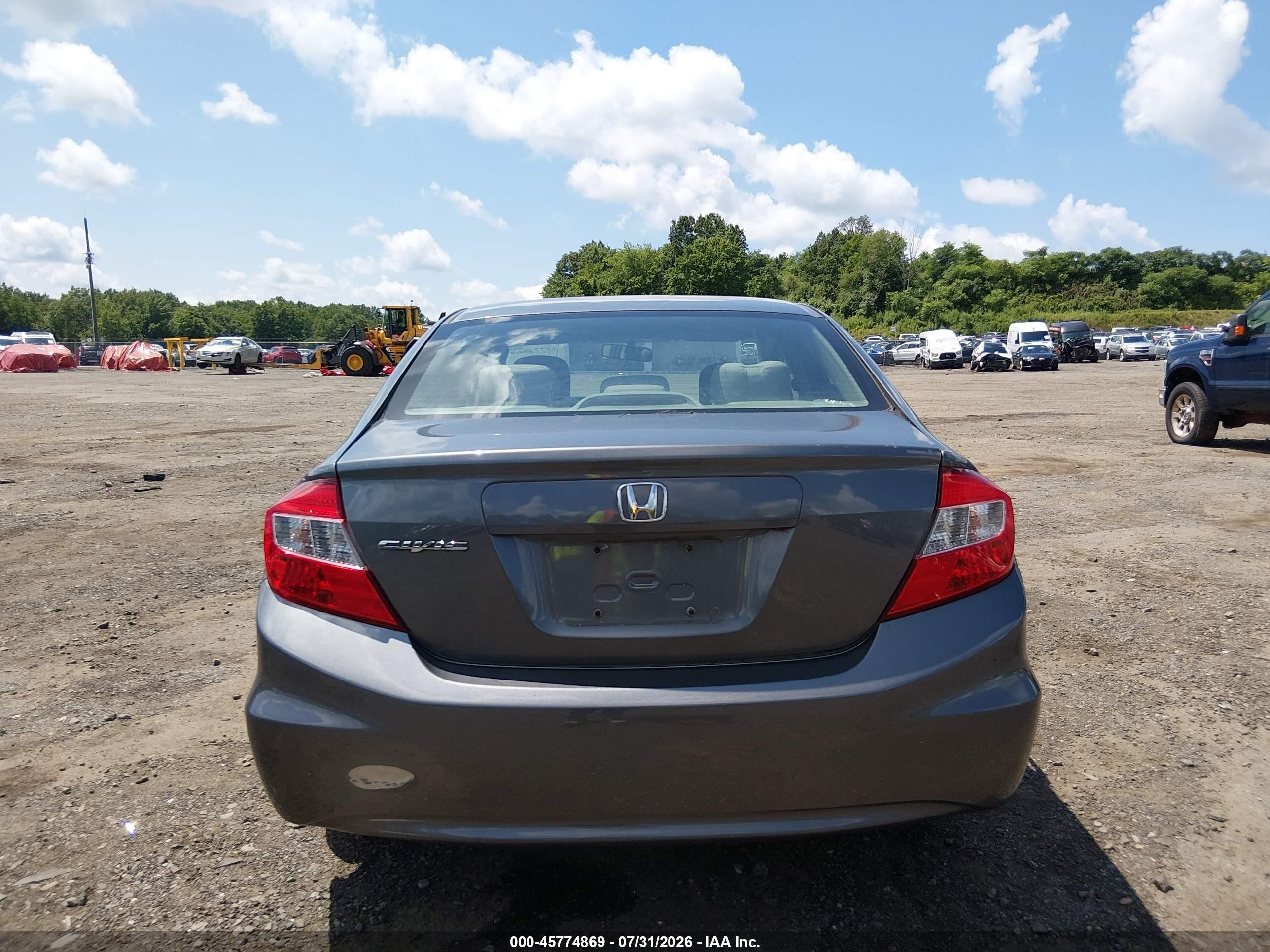 2012 Honda Civic Lx Gray vin: 19XFB2F5XCE386926