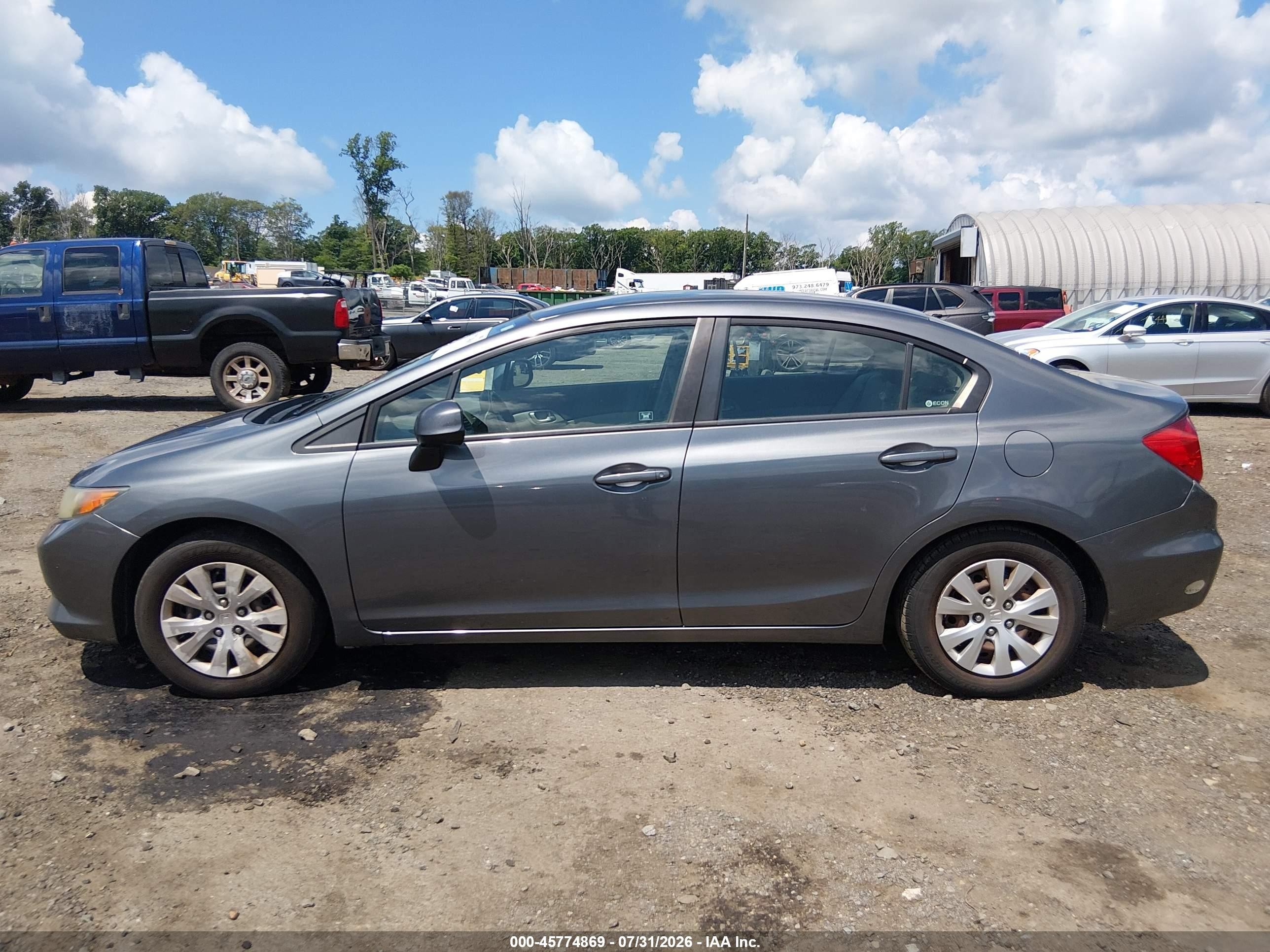 2012 Honda Civic Lx Gray vin: 19XFB2F5XCE386926
