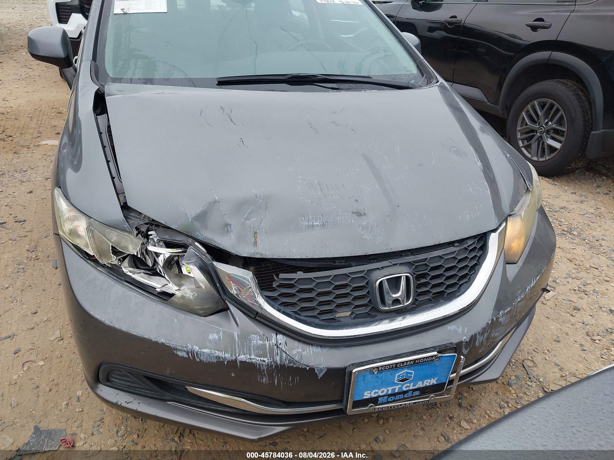 2013 Honda Civic Lx Gray vin: 19XFB2F5XDE001348