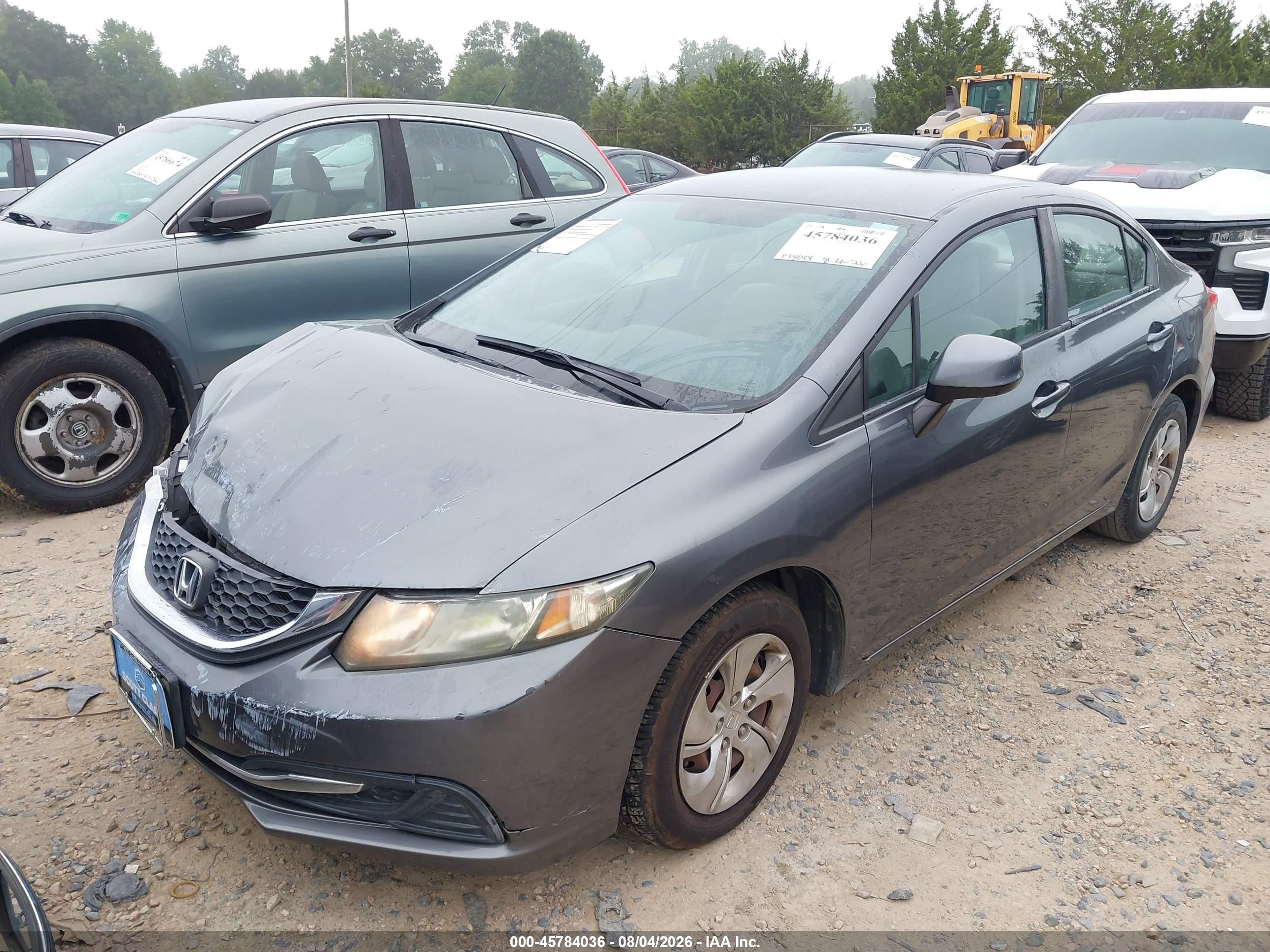 2013 Honda Civic Lx Gray vin: 19XFB2F5XDE001348