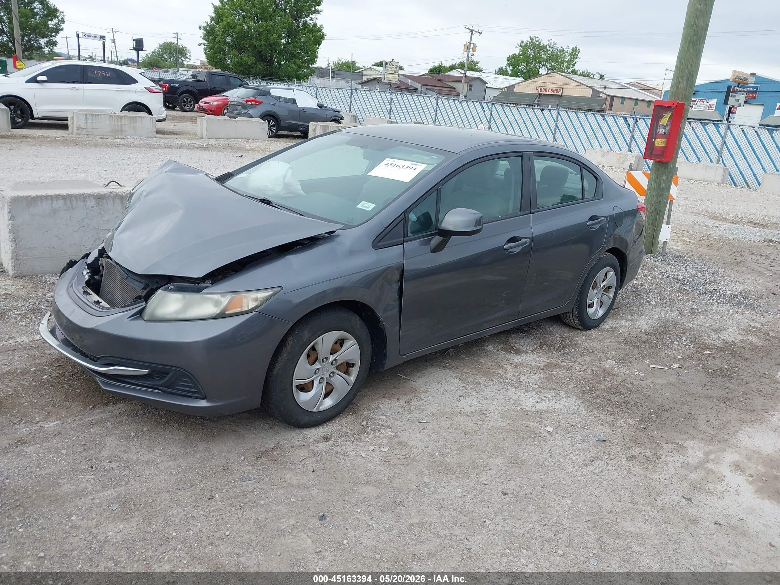 2013 Honda Civic Lx Gray vin: 19XFB2F5XDE004136