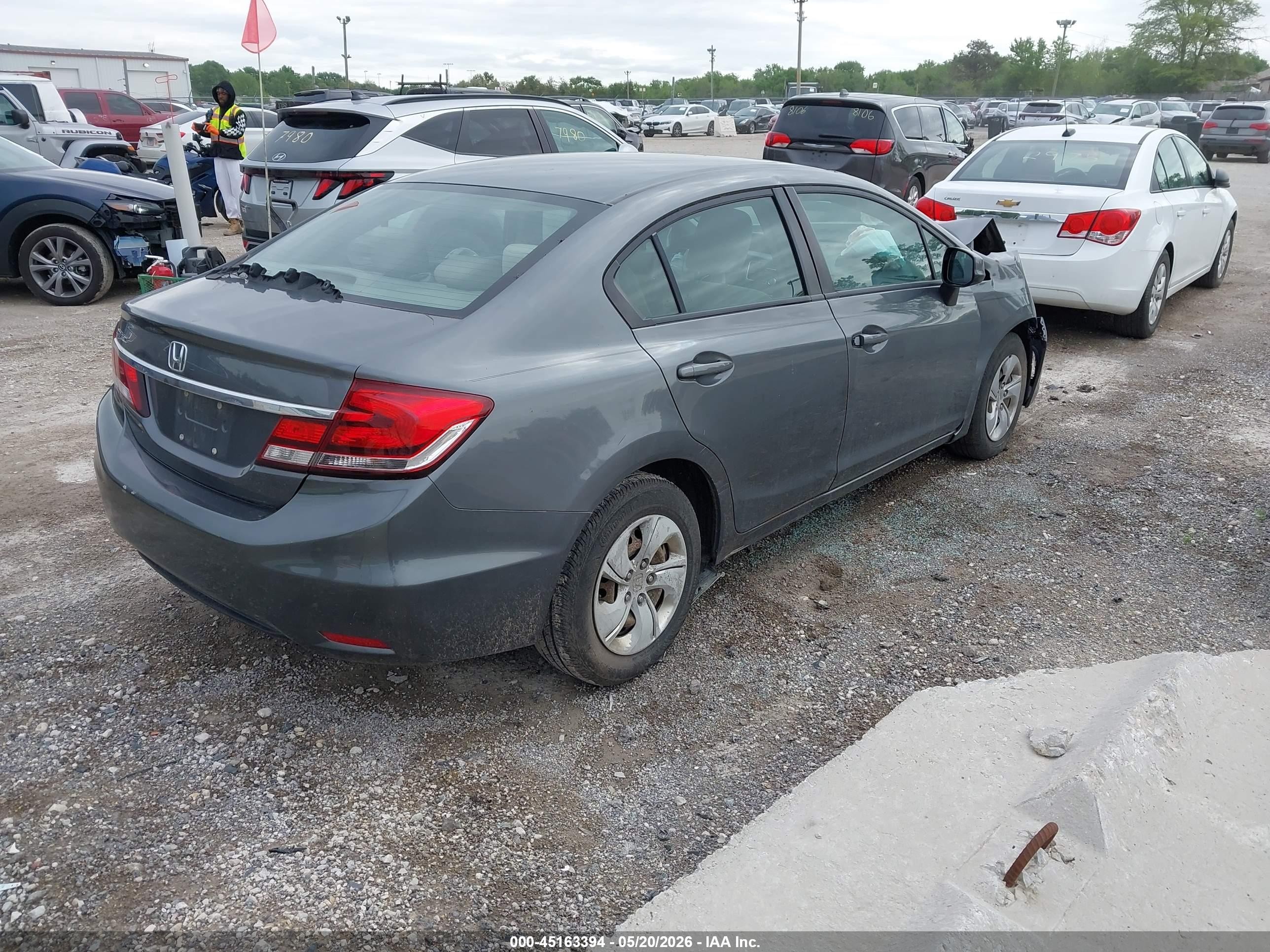 2013 Honda Civic Lx Gray vin: 19XFB2F5XDE004136