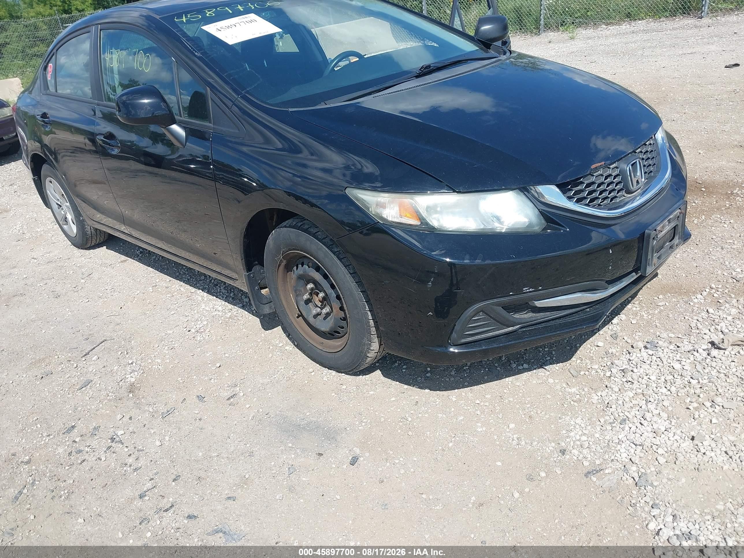 2013 Honda Civic Lx Black vin: 19XFB2F5XDE007523