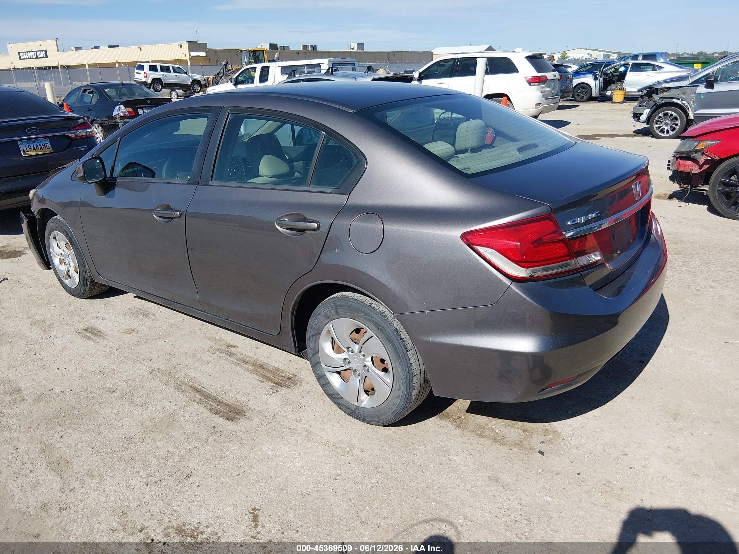2013 Honda Civic Lx Серый vin: 19XFB2F5XDE013029