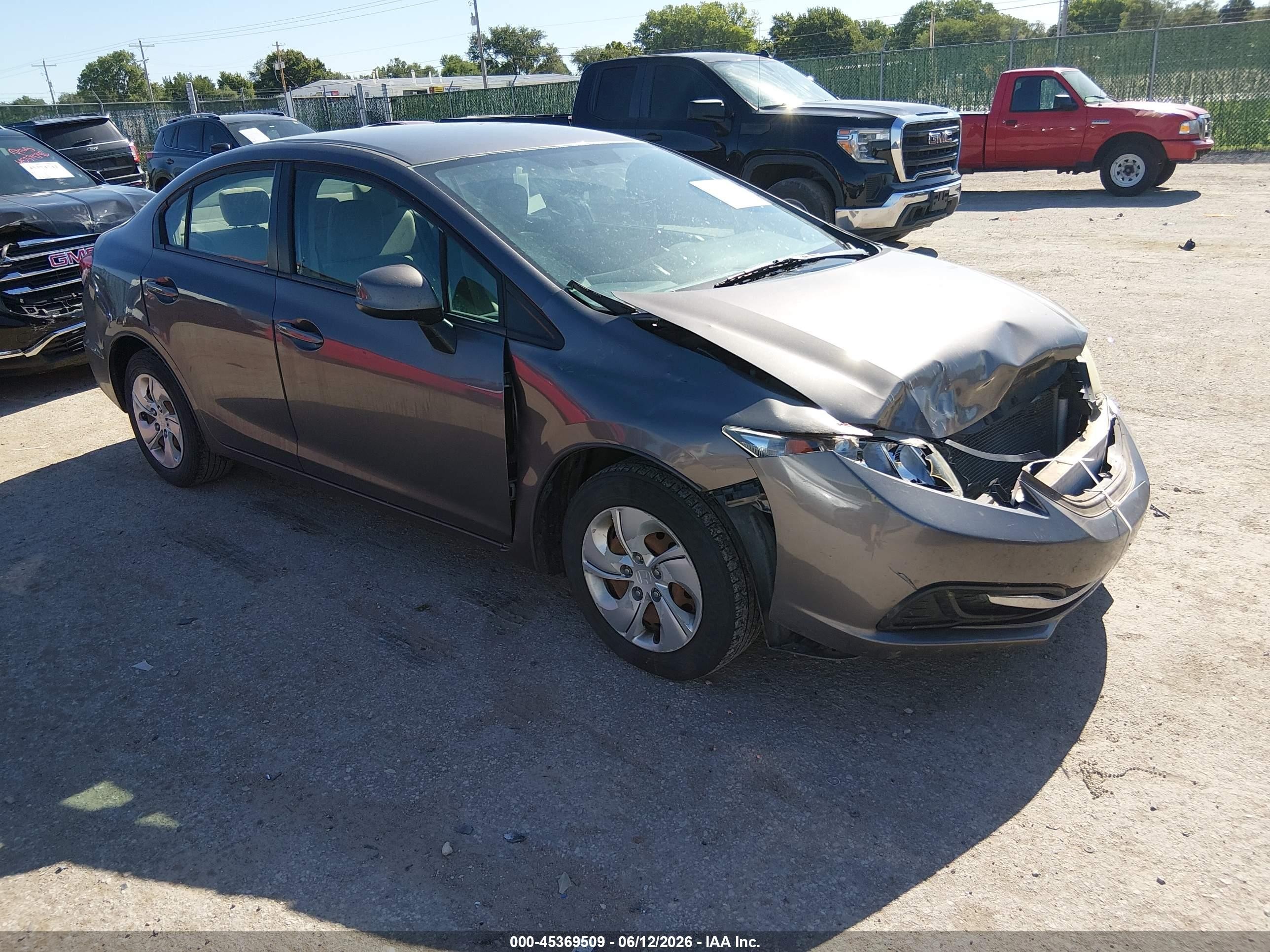 2013 Honda Civic Lx Gray vin: 19XFB2F5XDE013029