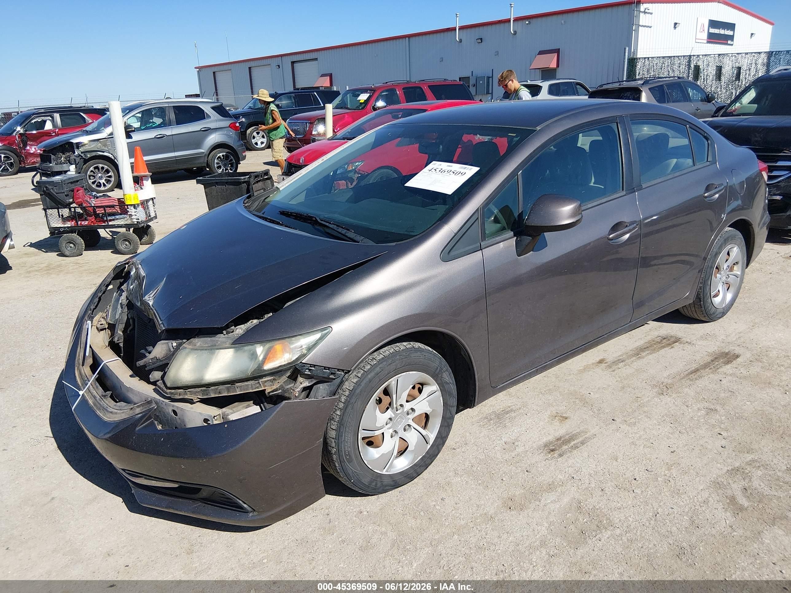 2013 Honda Civic Lx Серый vin: 19XFB2F5XDE013029