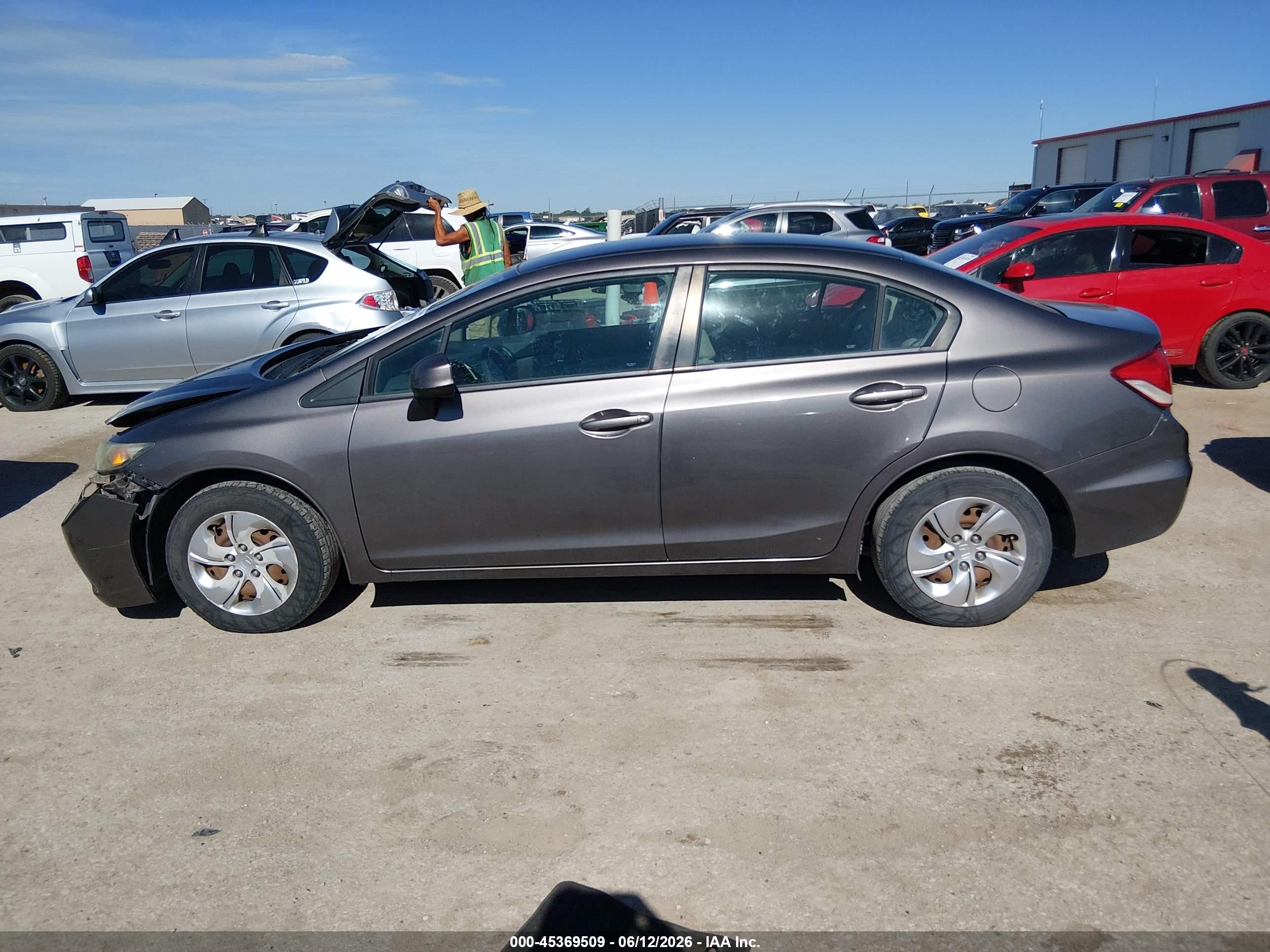 2013 Honda Civic Lx Серый vin: 19XFB2F5XDE013029