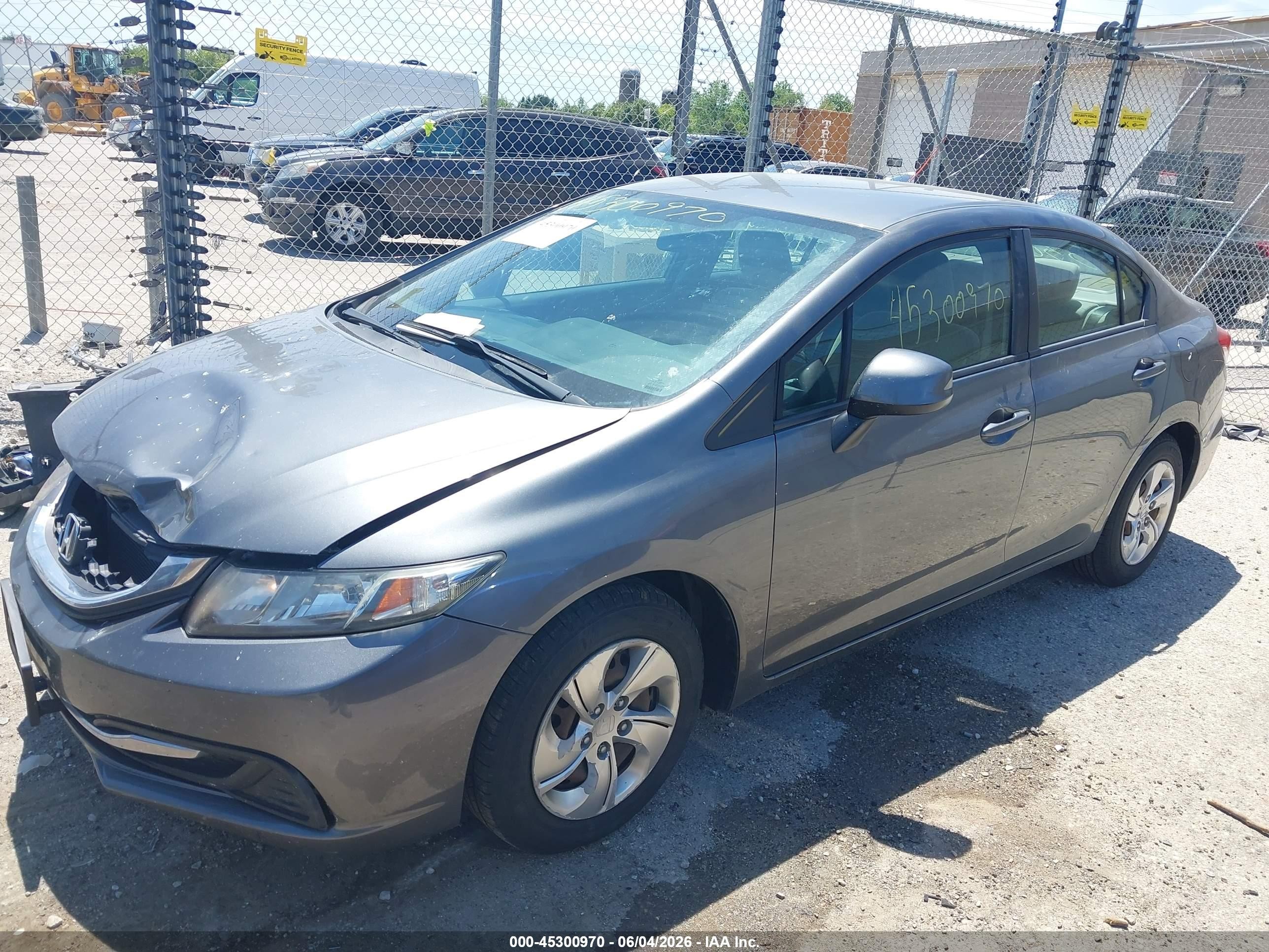 2013 Honda Civic Lx Gray vin: 19XFB2F5XDE047424