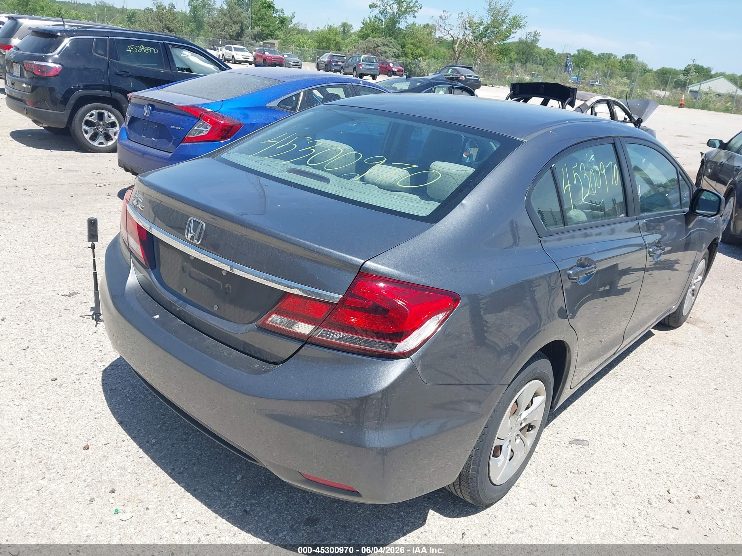2013 Honda Civic Lx Gray vin: 19XFB2F5XDE047424