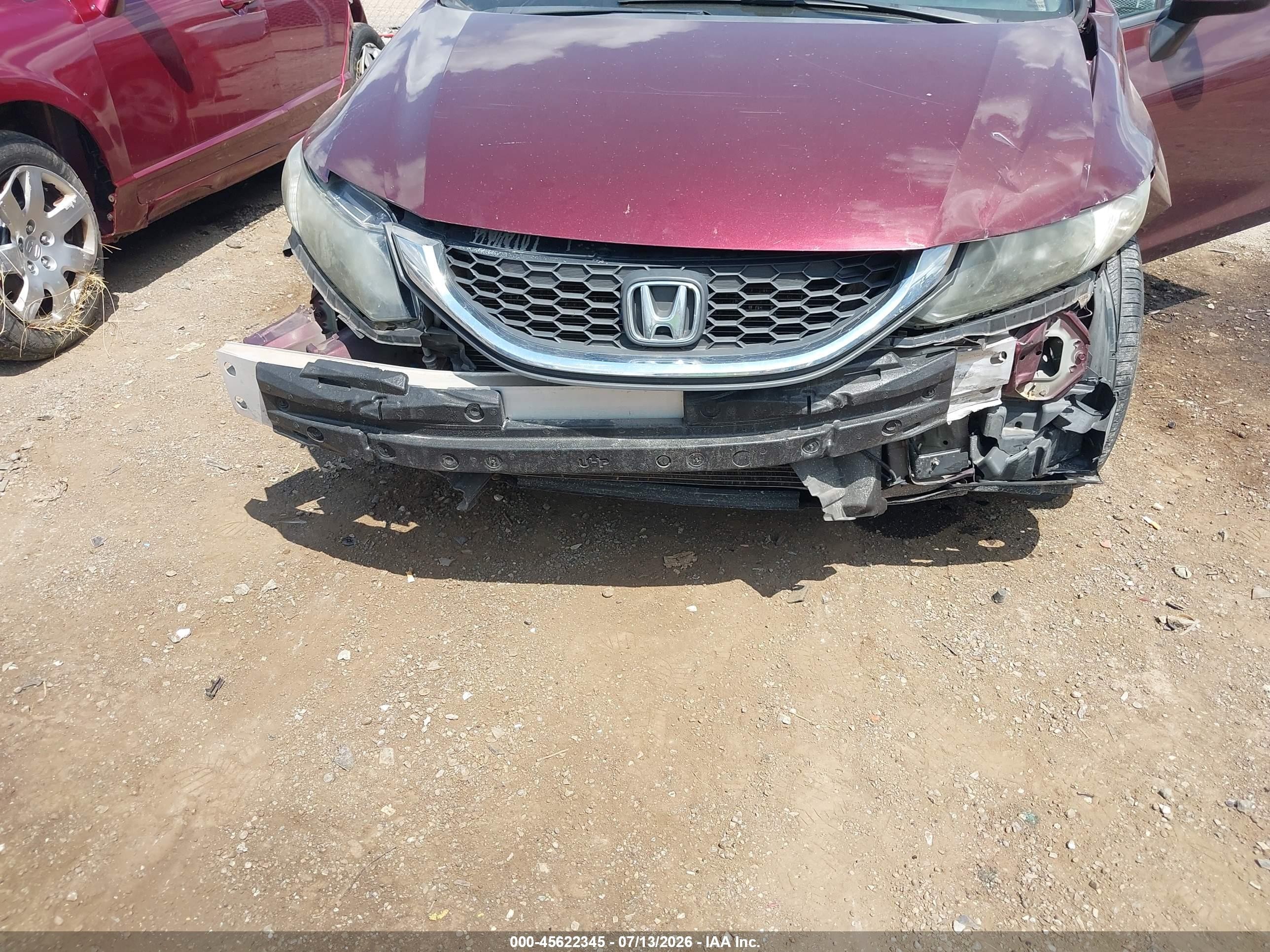 2013 Honda Civic Lx Burgundy vin: 19XFB2F5XDE071934