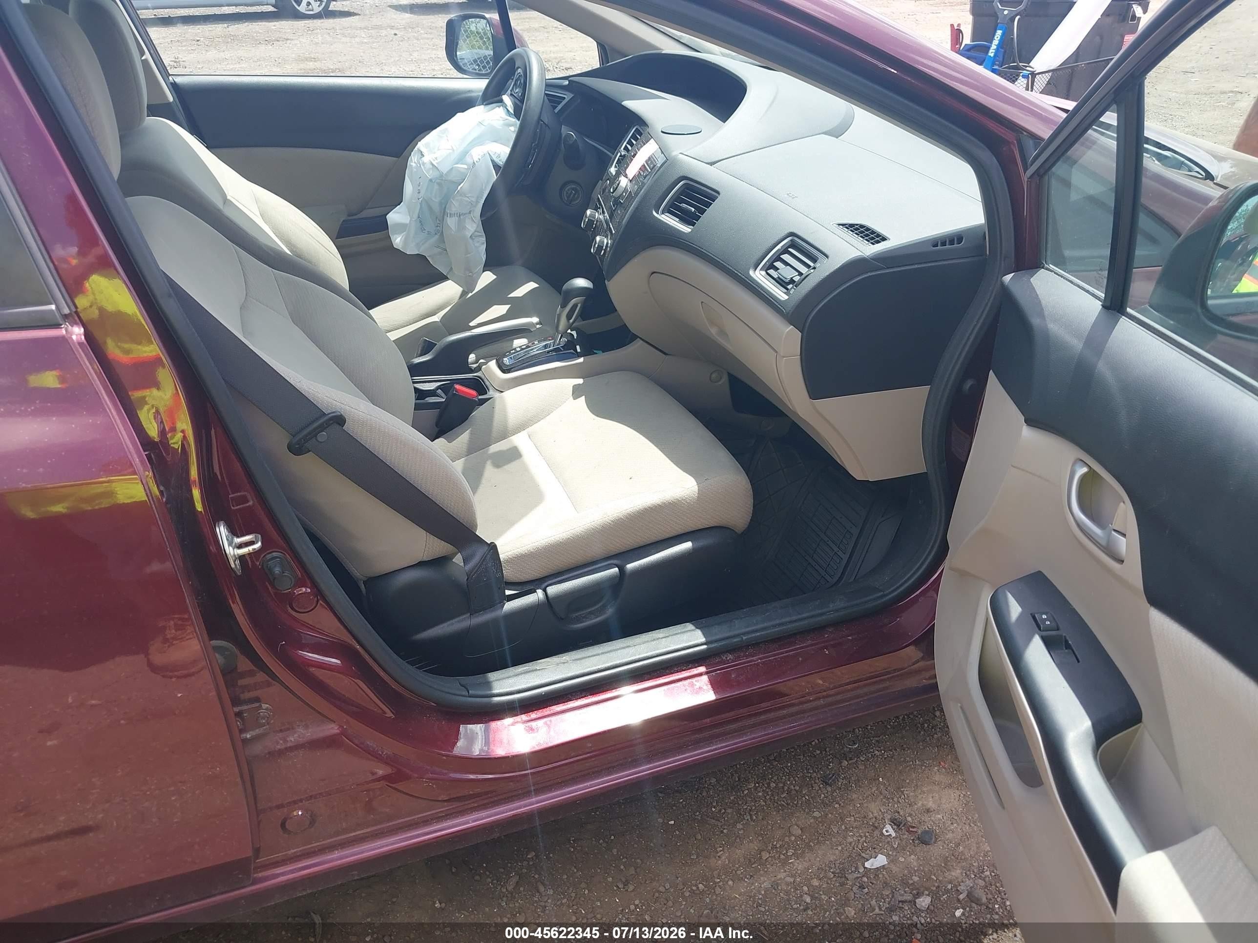 2013 Honda Civic Lx Burgundy vin: 19XFB2F5XDE071934