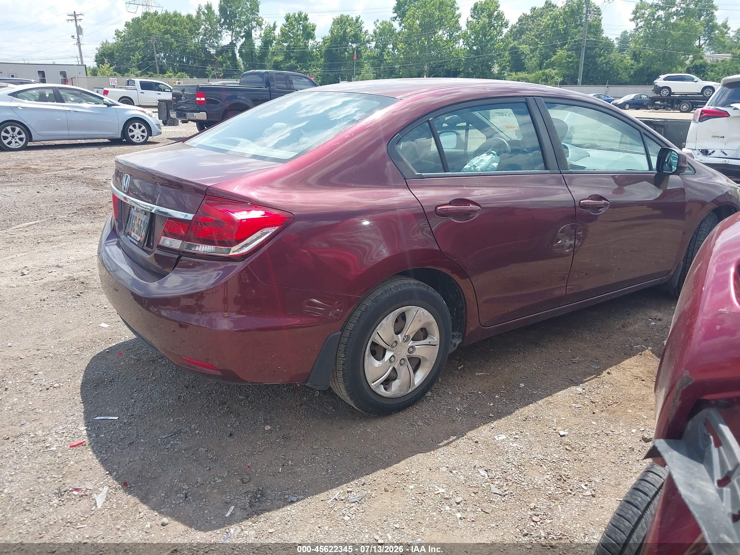2013 Honda Civic Lx Burgundy vin: 19XFB2F5XDE071934