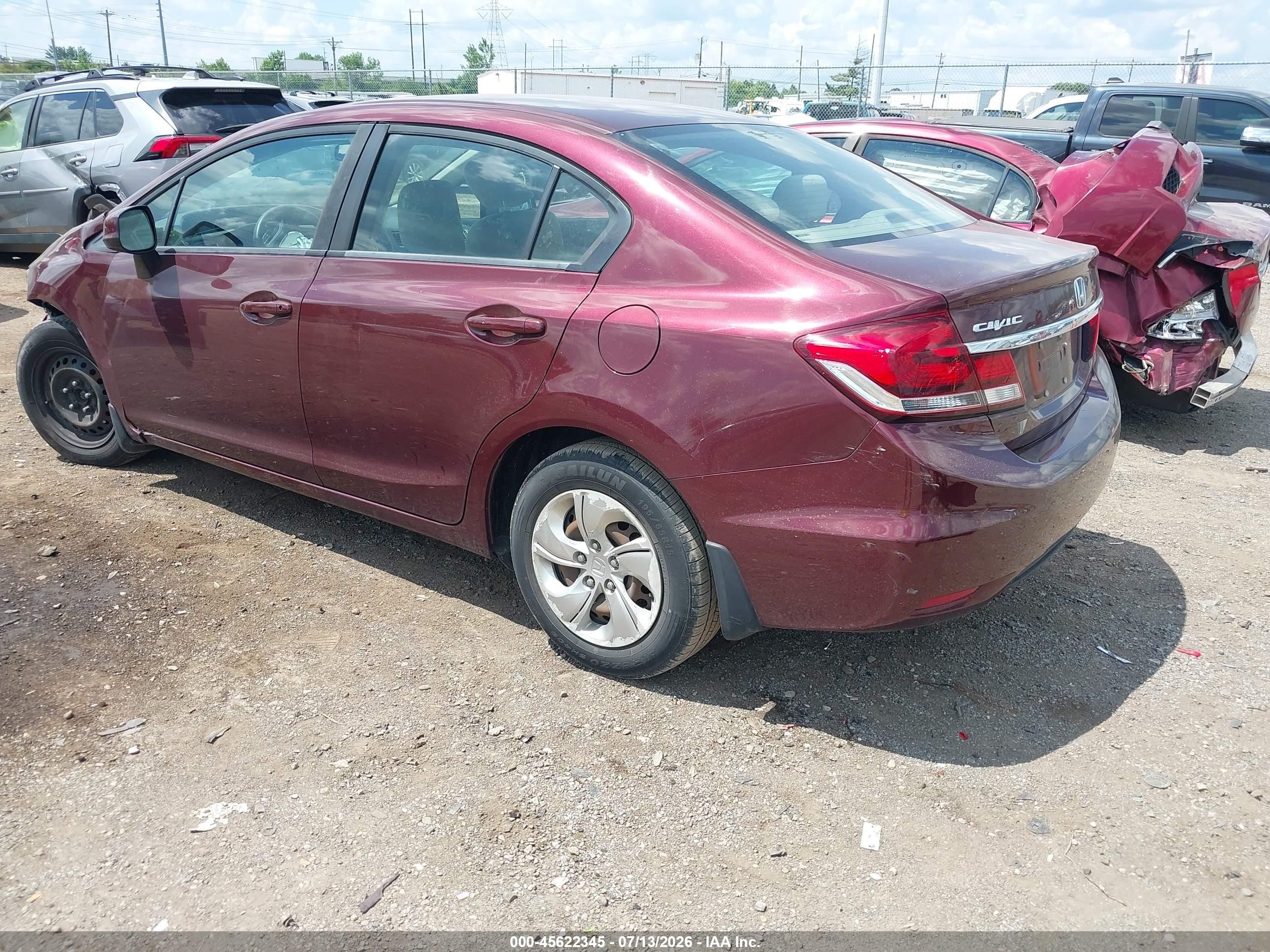 2013 Honda Civic Lx Burgundy vin: 19XFB2F5XDE071934