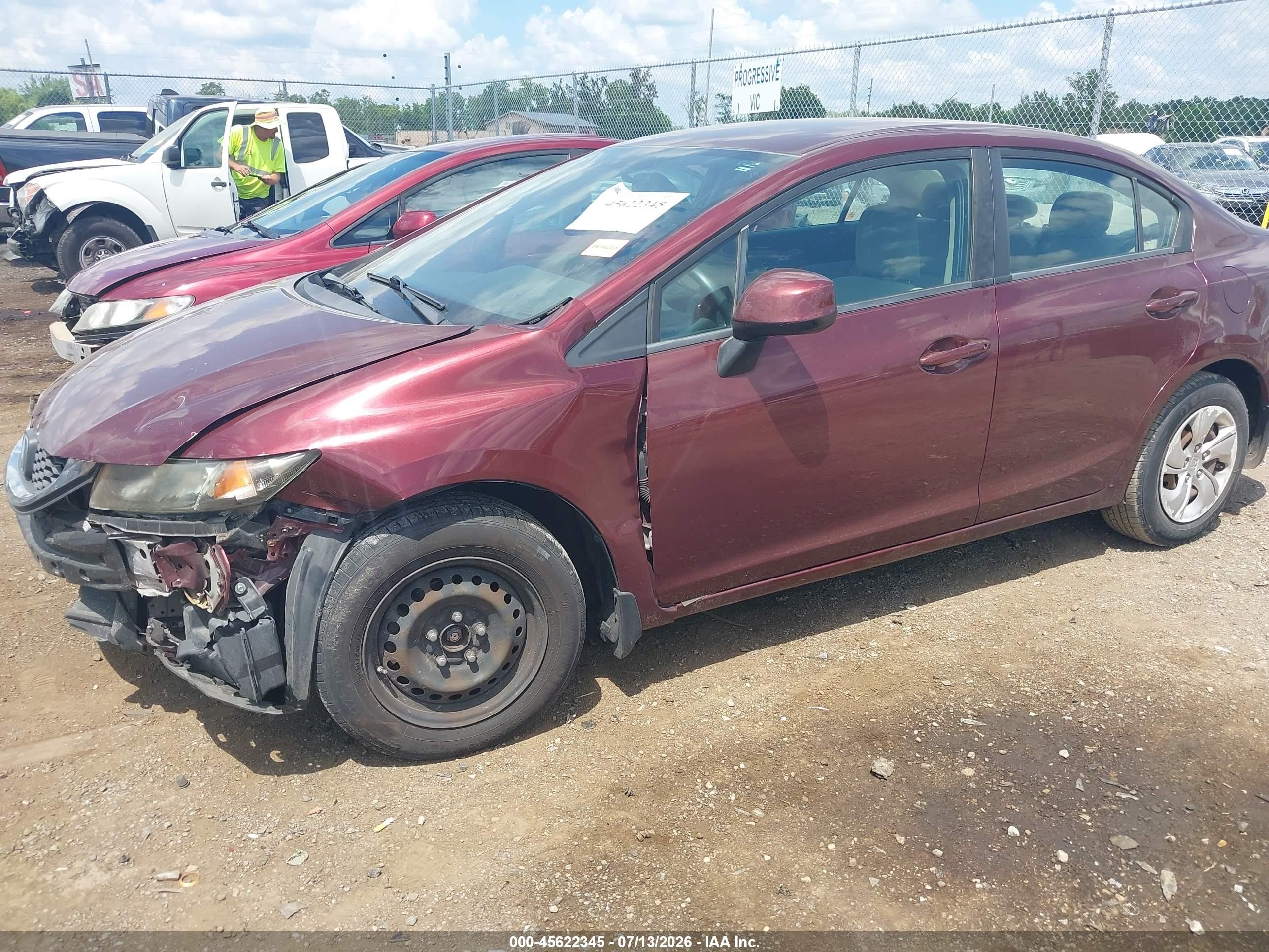 2013 Honda Civic Lx Burgundy vin: 19XFB2F5XDE071934