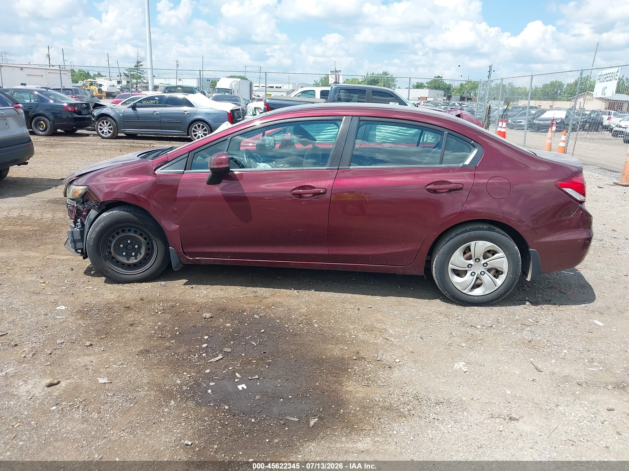 2013 Honda Civic Lx Burgundy vin: 19XFB2F5XDE071934