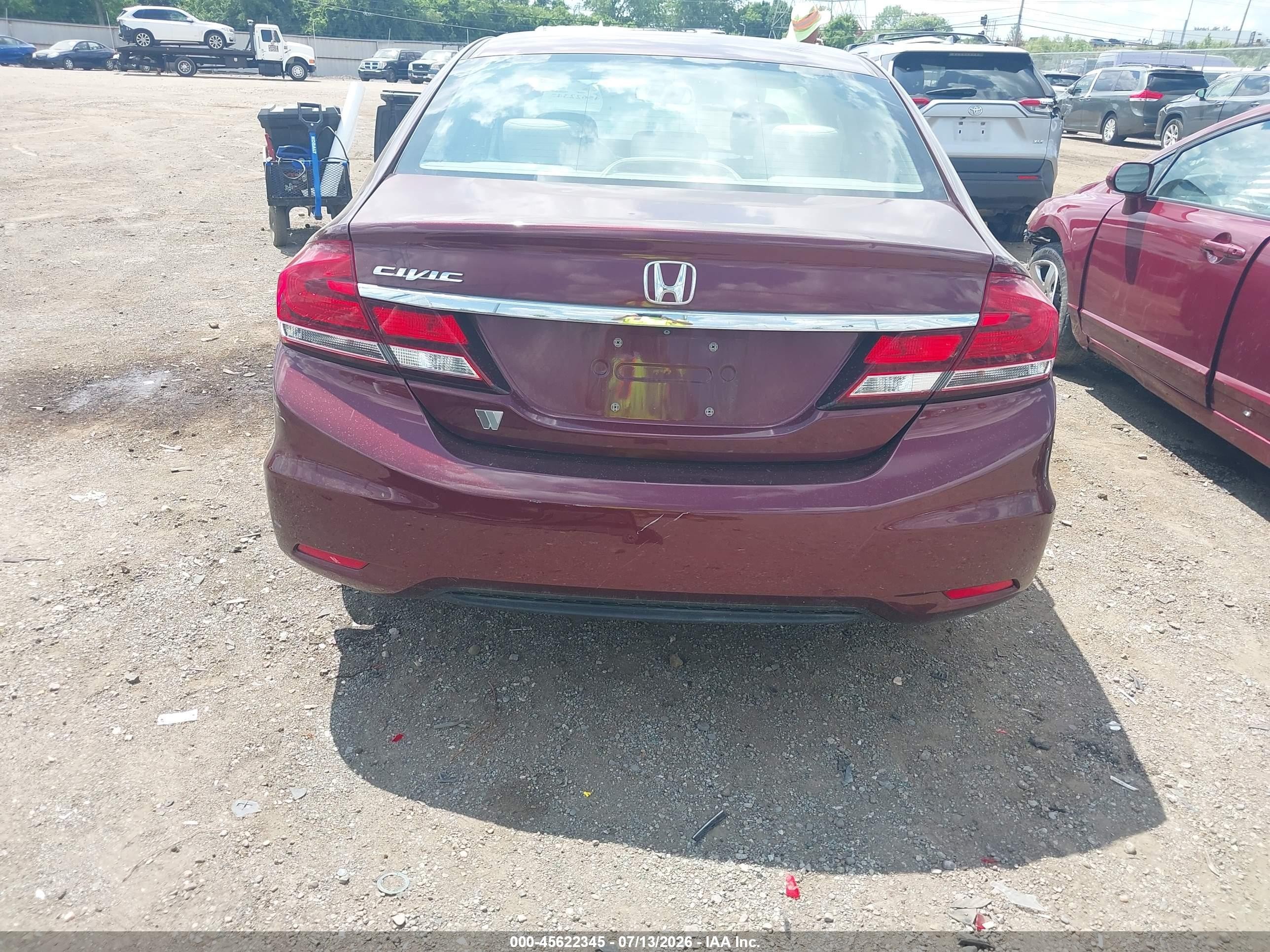 2013 Honda Civic Lx Burgundy vin: 19XFB2F5XDE071934