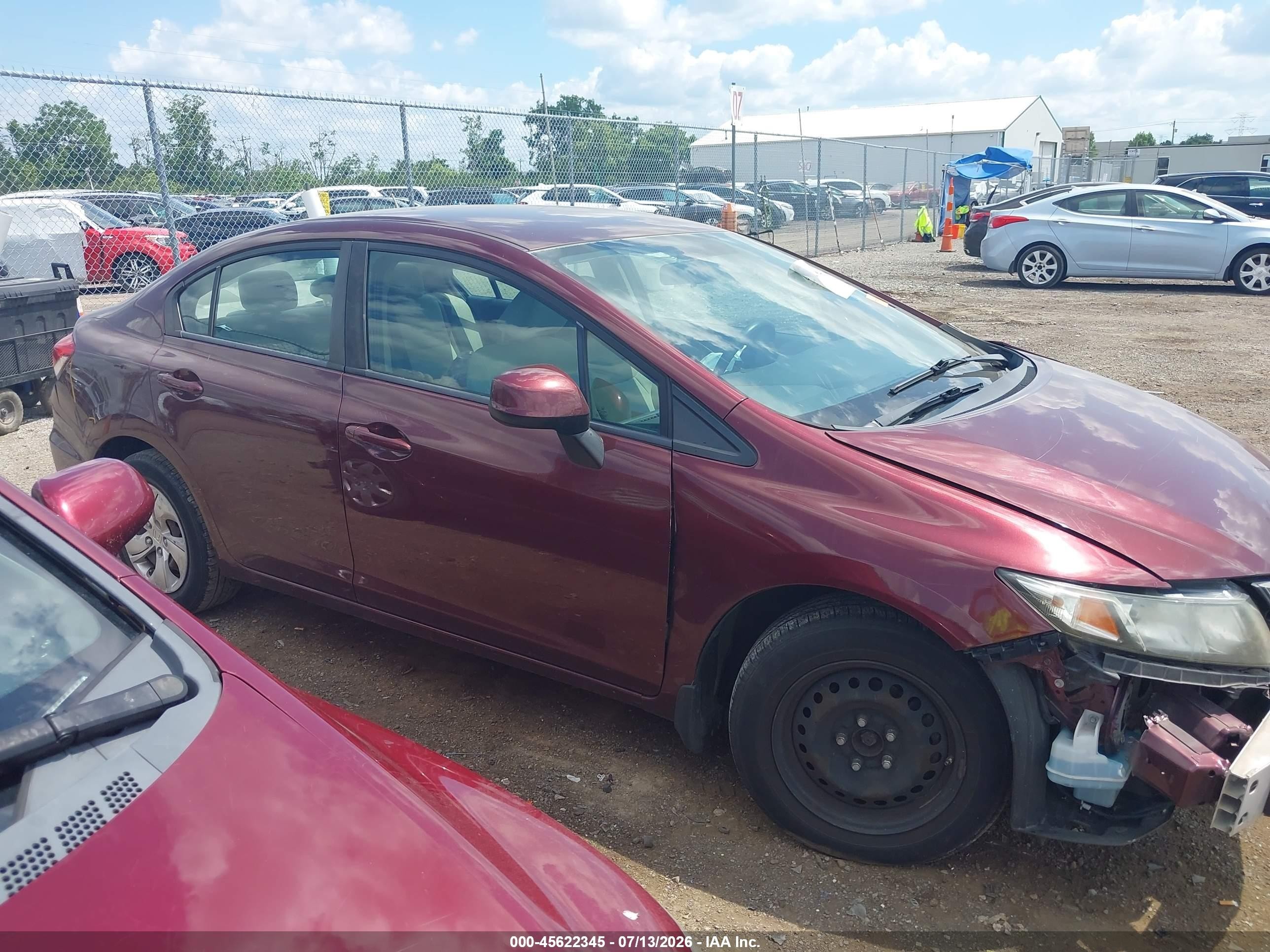 2013 Honda Civic Lx Burgundy vin: 19XFB2F5XDE071934