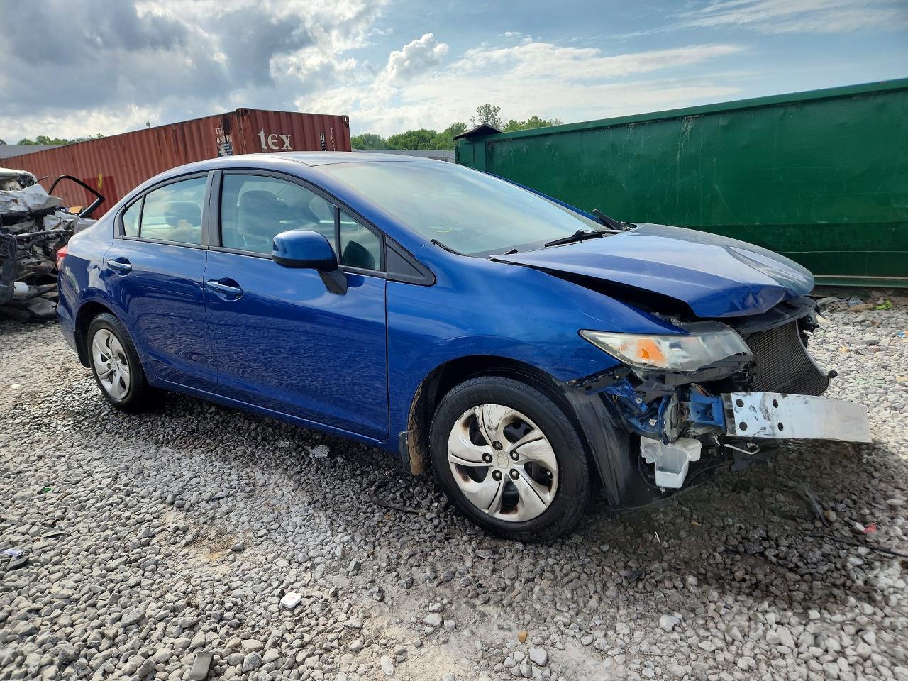 2013 Honda Civic Lx Blue vin: 19XFB2F5XDE078074