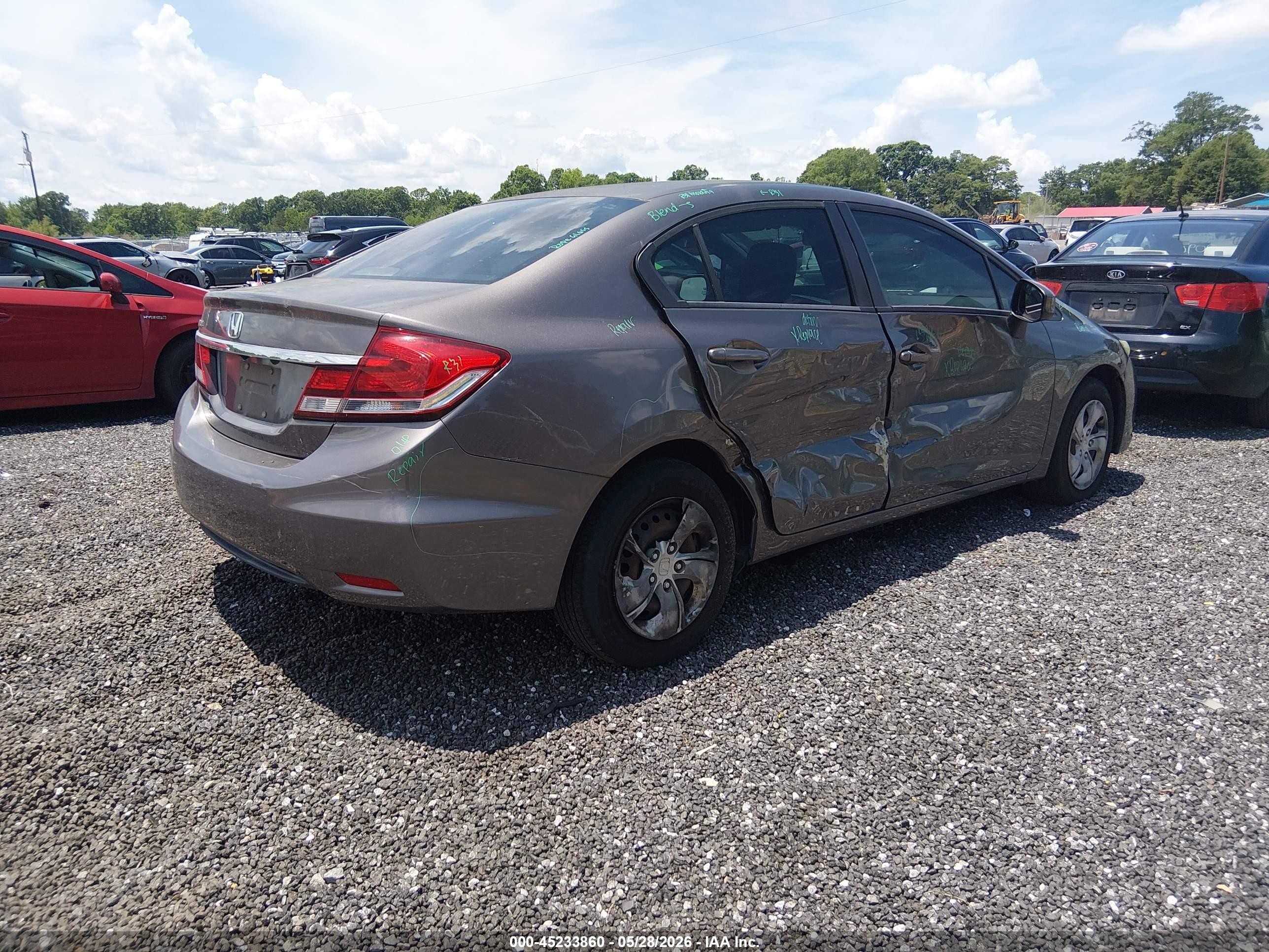 2013 Honda Civic Lx Gray vin: 19XFB2F5XDE087745