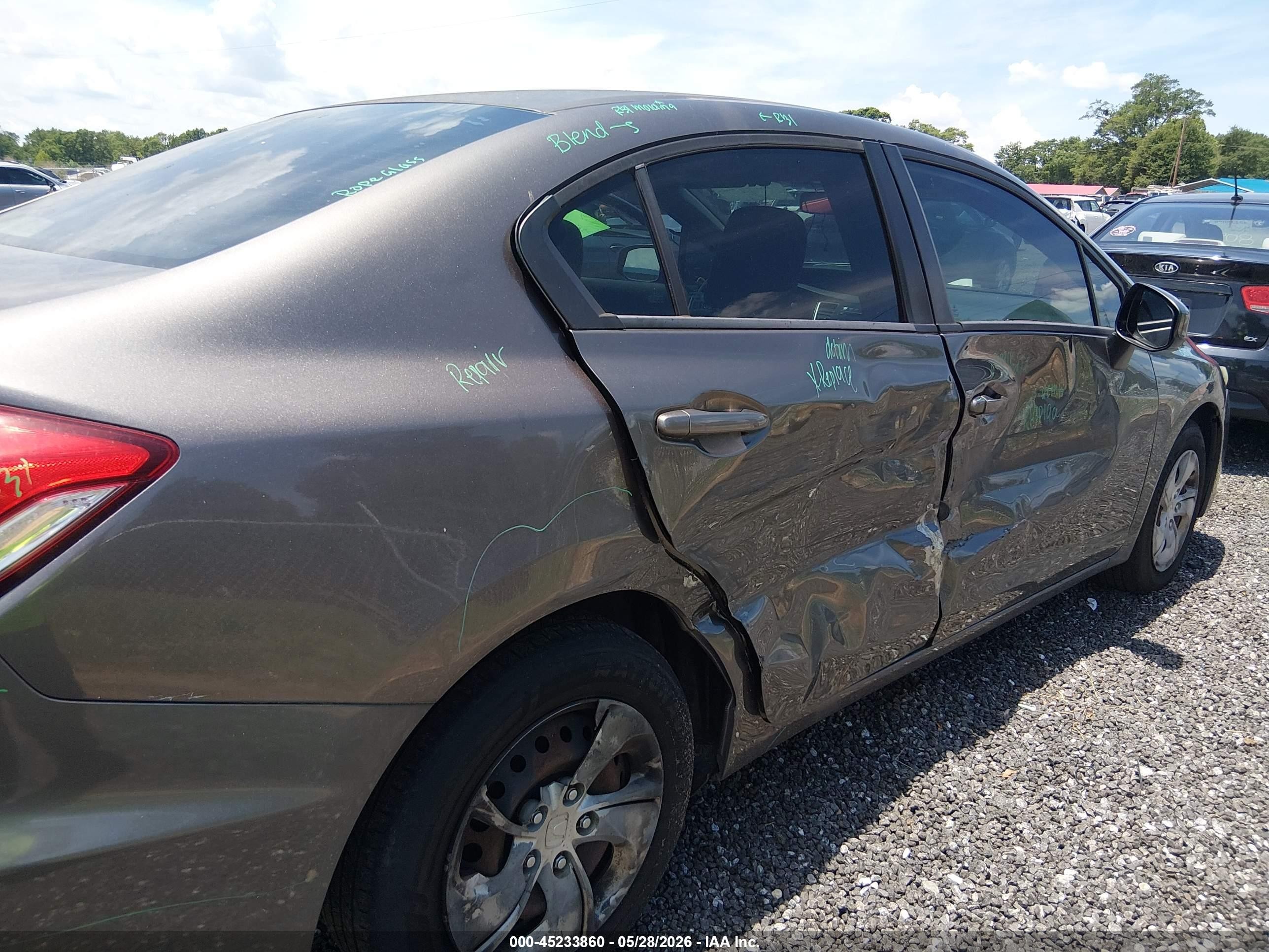 2013 Honda Civic Lx Gray vin: 19XFB2F5XDE087745
