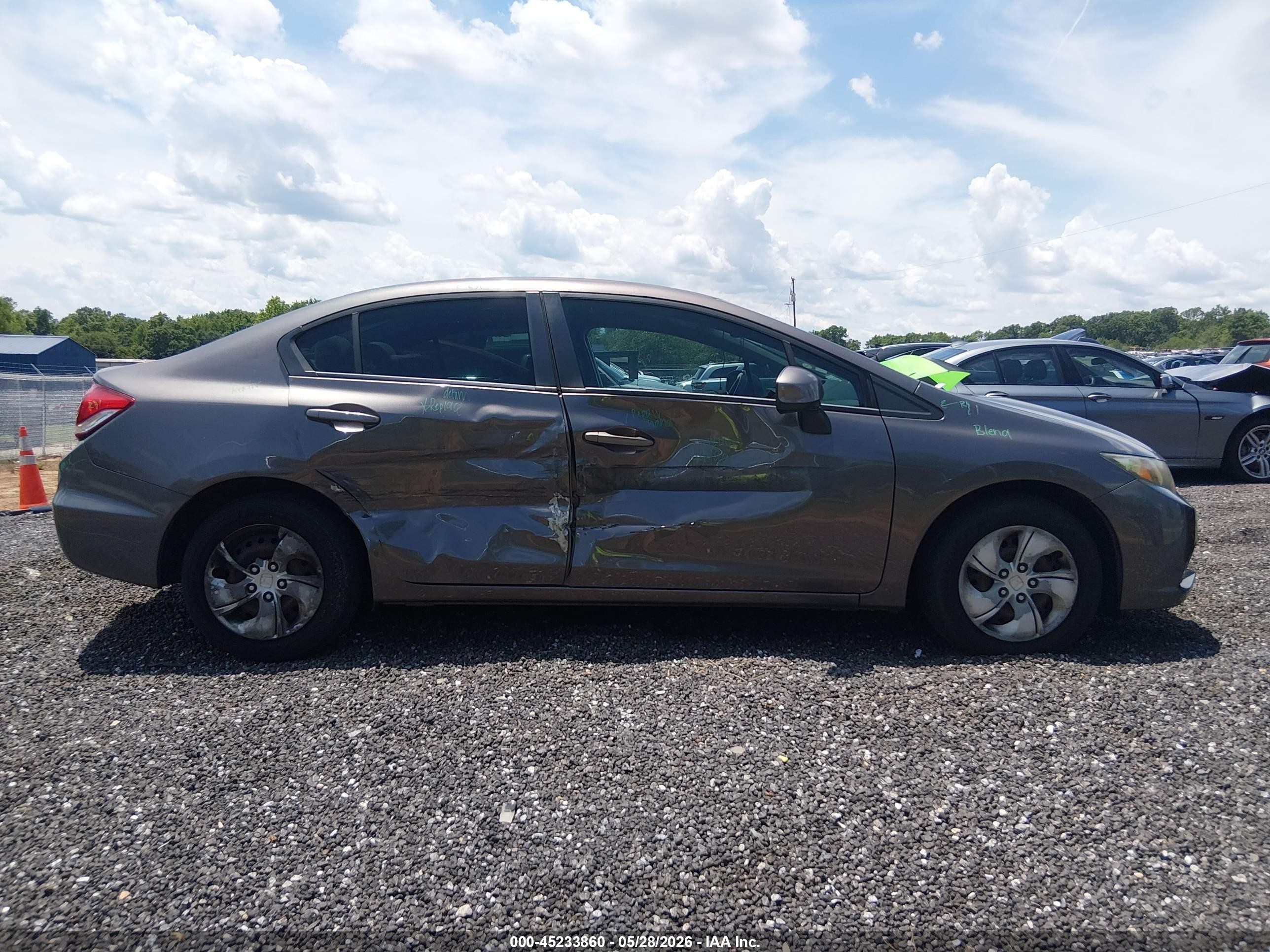 2013 Honda Civic Lx Gray vin: 19XFB2F5XDE087745