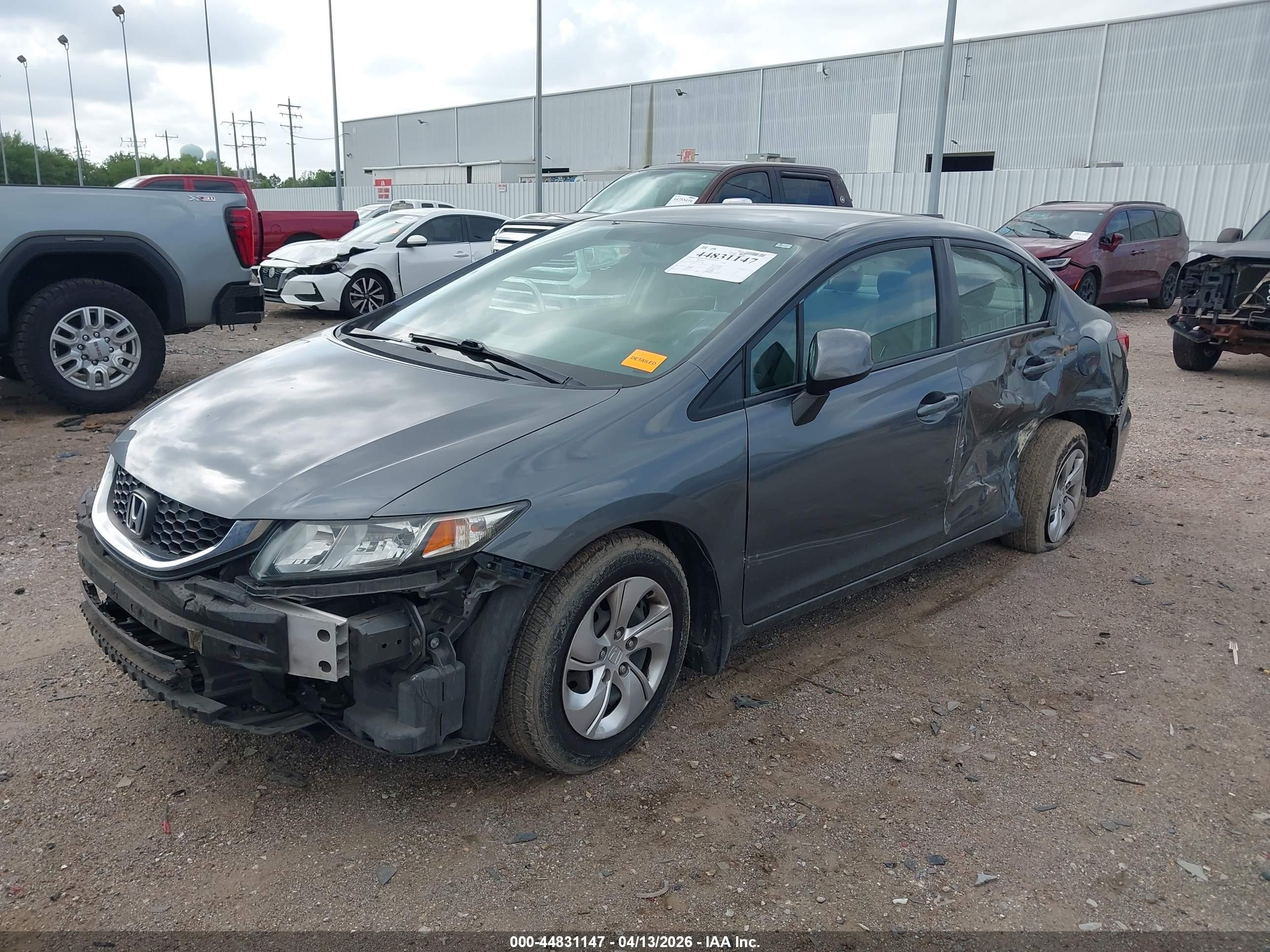 2013 Honda Civic Lx Gray vin: 19XFB2F5XDE208936