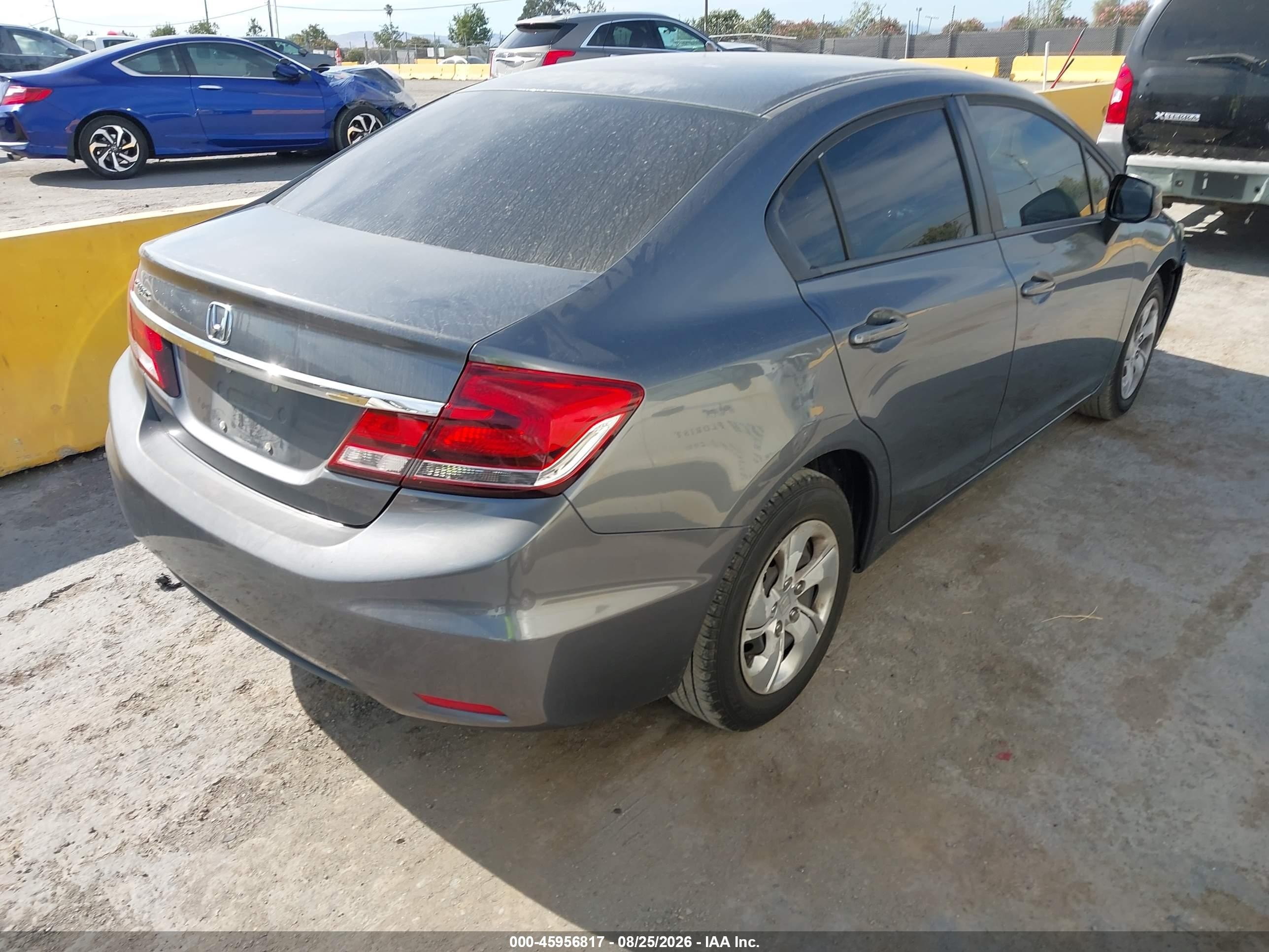 2013 Honda Civic Lx Gray vin: 19XFB2F5XDE222416