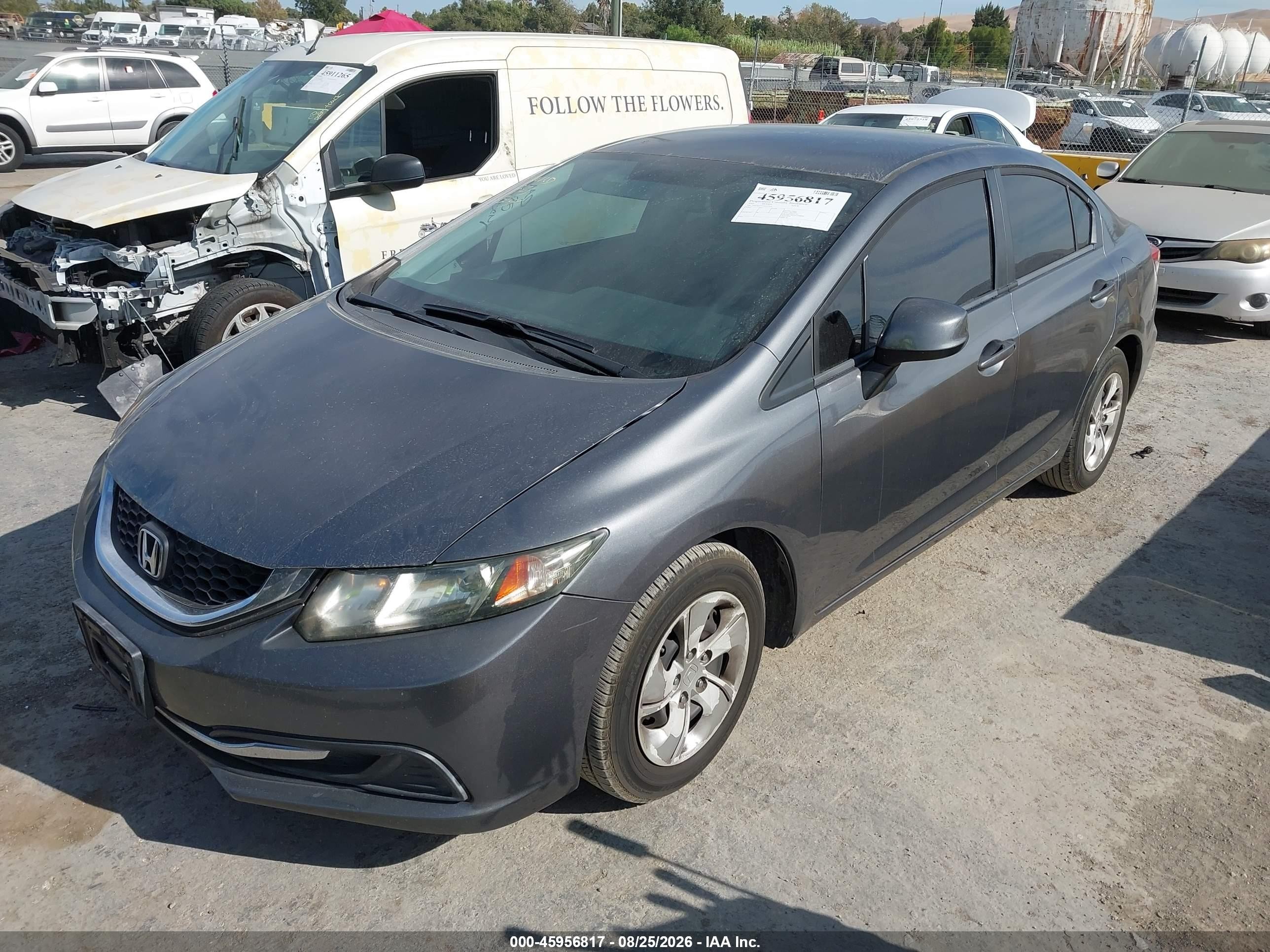 2013 Honda Civic Lx Gray vin: 19XFB2F5XDE222416