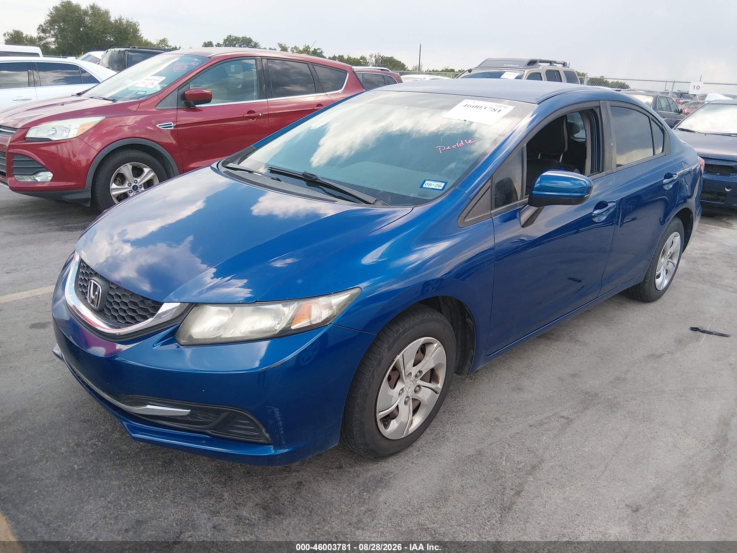 2014 Honda Civic Lx Blue vin: 19XFB2F5XEE005336