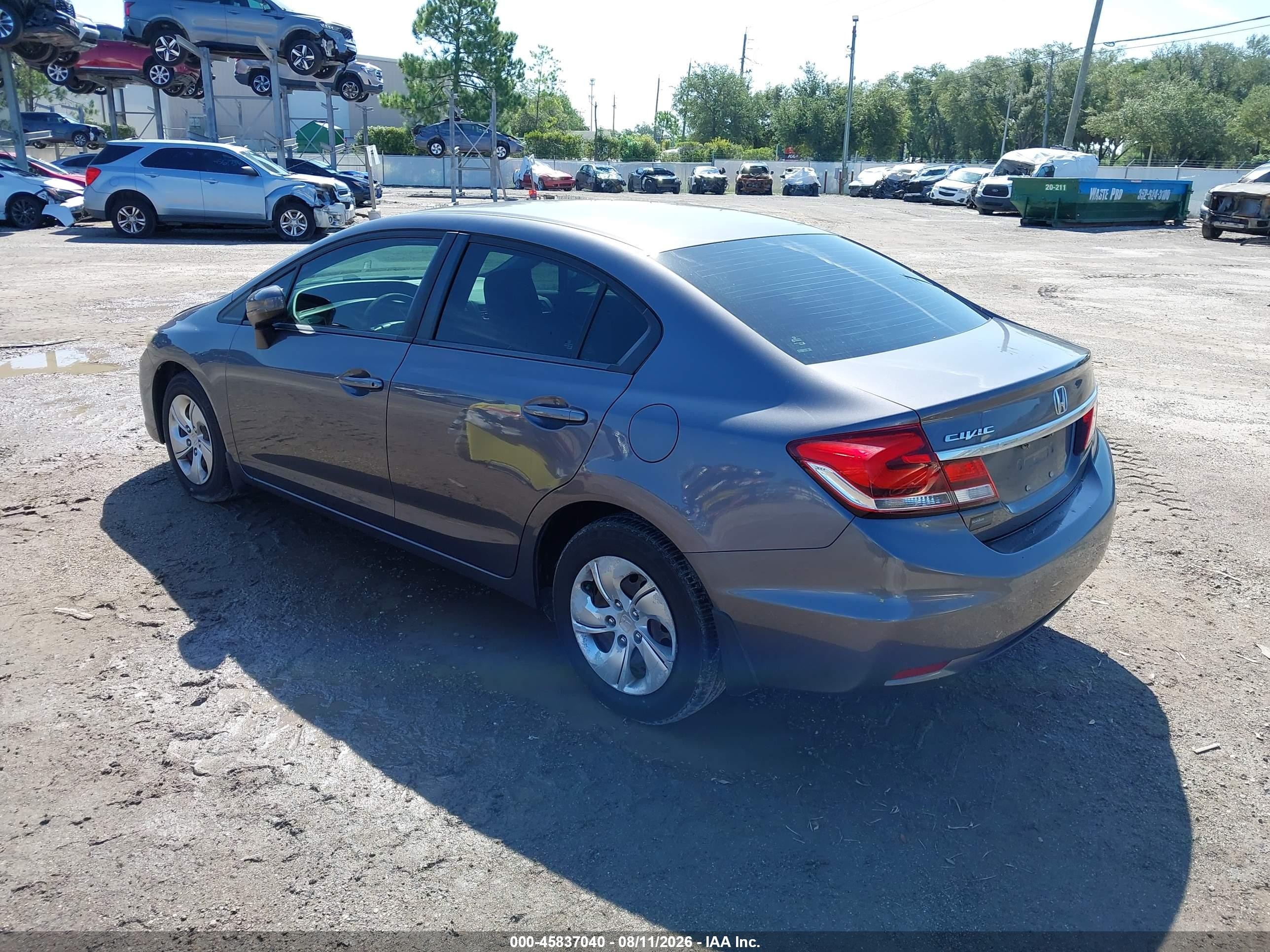 2014 Honda Civic Lx Gray vin: 19XFB2F5XEE039681